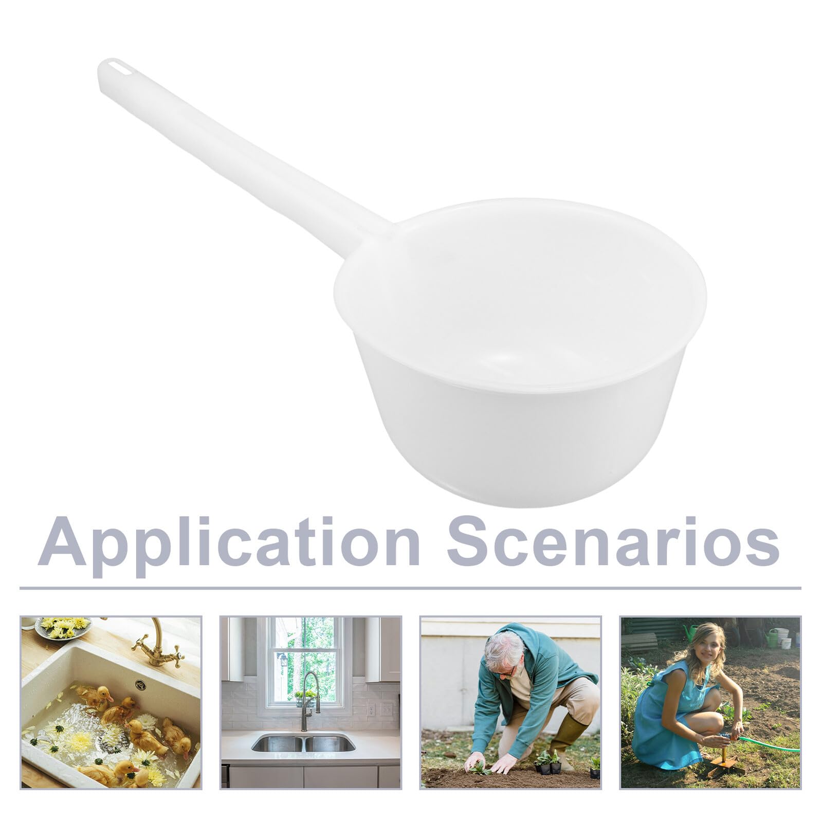 Cucharón de Agua de Plástico con Mango Largo Cucharón para Sopa y Baño de Gran Capacidad Utensilio Versátil para Cocina Jardín y Limpieza Doméstica