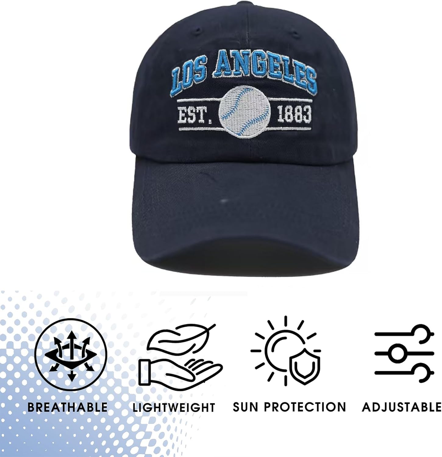 Embroidered City Washed Baseball Cap Adjustable Cotton Fans Baseball Hat for Men Women - Image 4