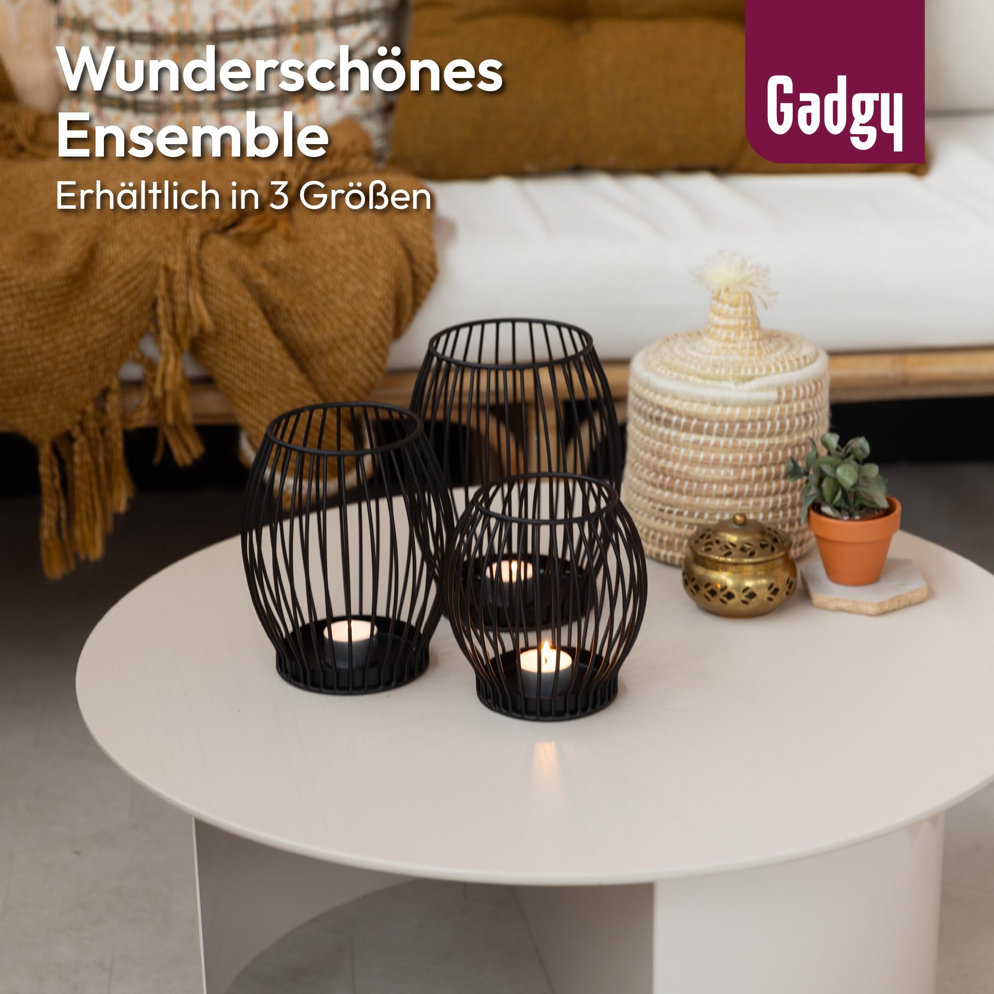 Wire candle holder - Large, Black, Grande - Image 4