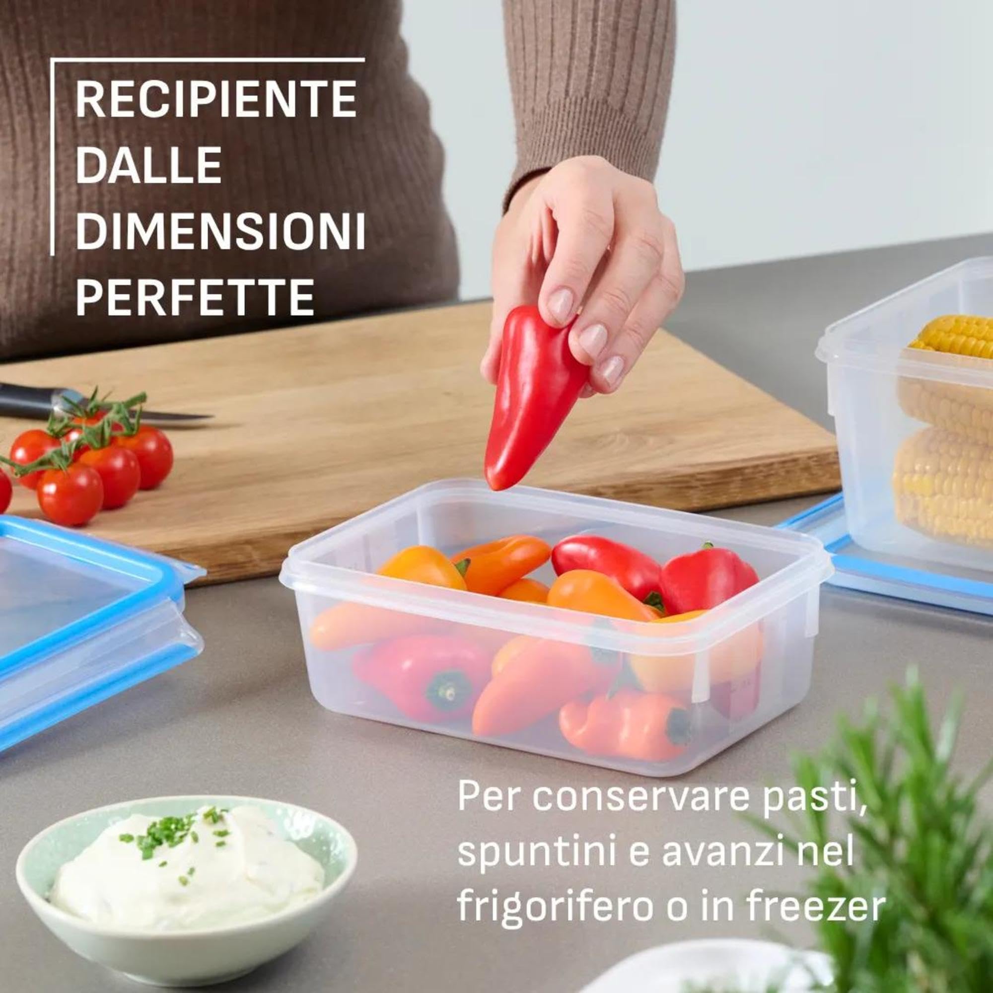 Emsa Clip & Close Conservazione Alimenti Freschi, Set Mealprep, Contenitori Ermetici per Alimenti, A Prova di Perdite, Igienici, 6 x 0.8L, N1031950