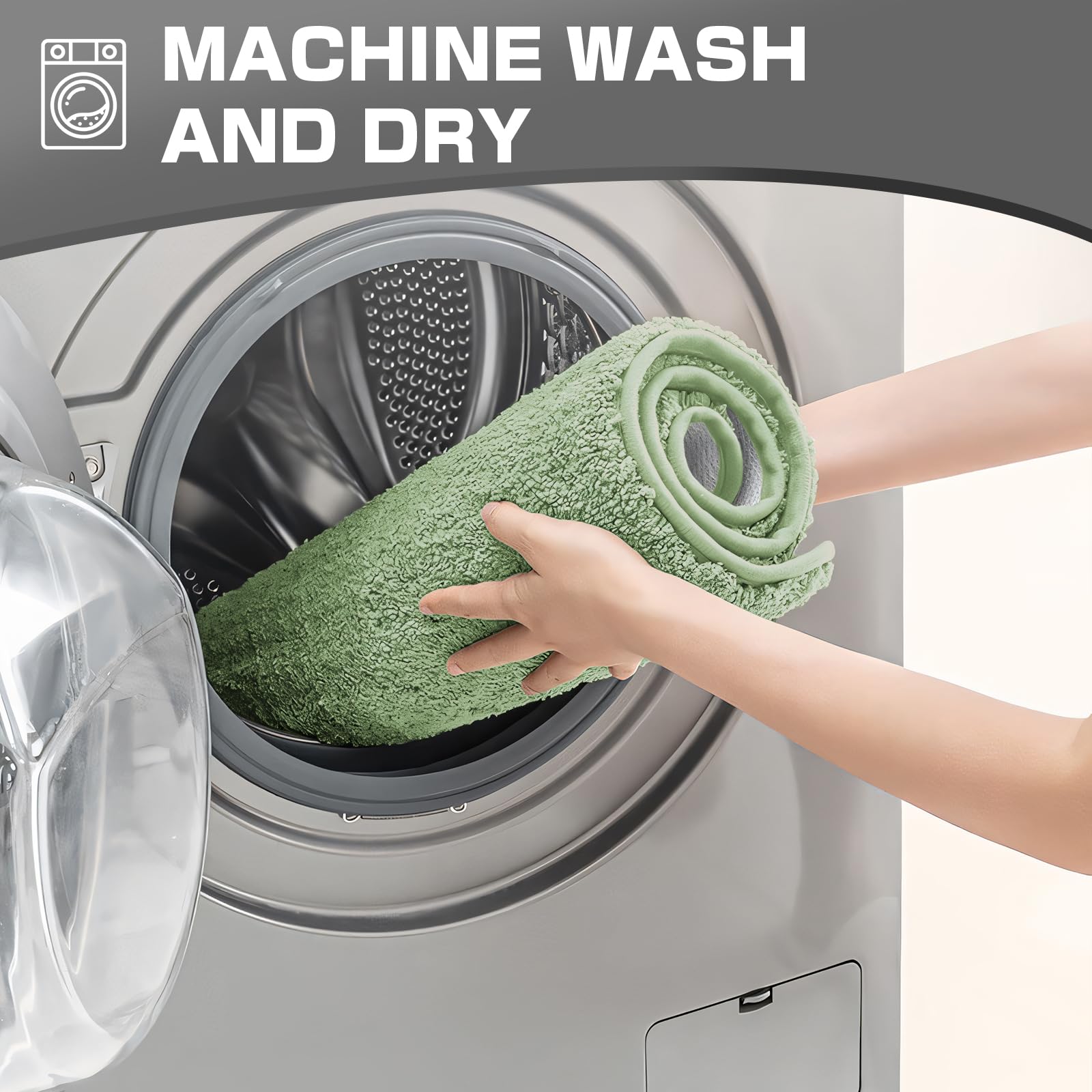wyewye Tappetini da bagno in microfibra, super spessi 2 cm, tappeti da bagno super assorbenti 50 x 80 cm e 40 x 60 cm, verde chiaro