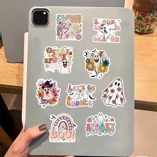 Miniatura 5 de 150 calcomanías de fantasma de Halloween, Groovy Boho Hippie lindo fantasma impermeable calcomanías de vinilo para botella de agua, laptop,