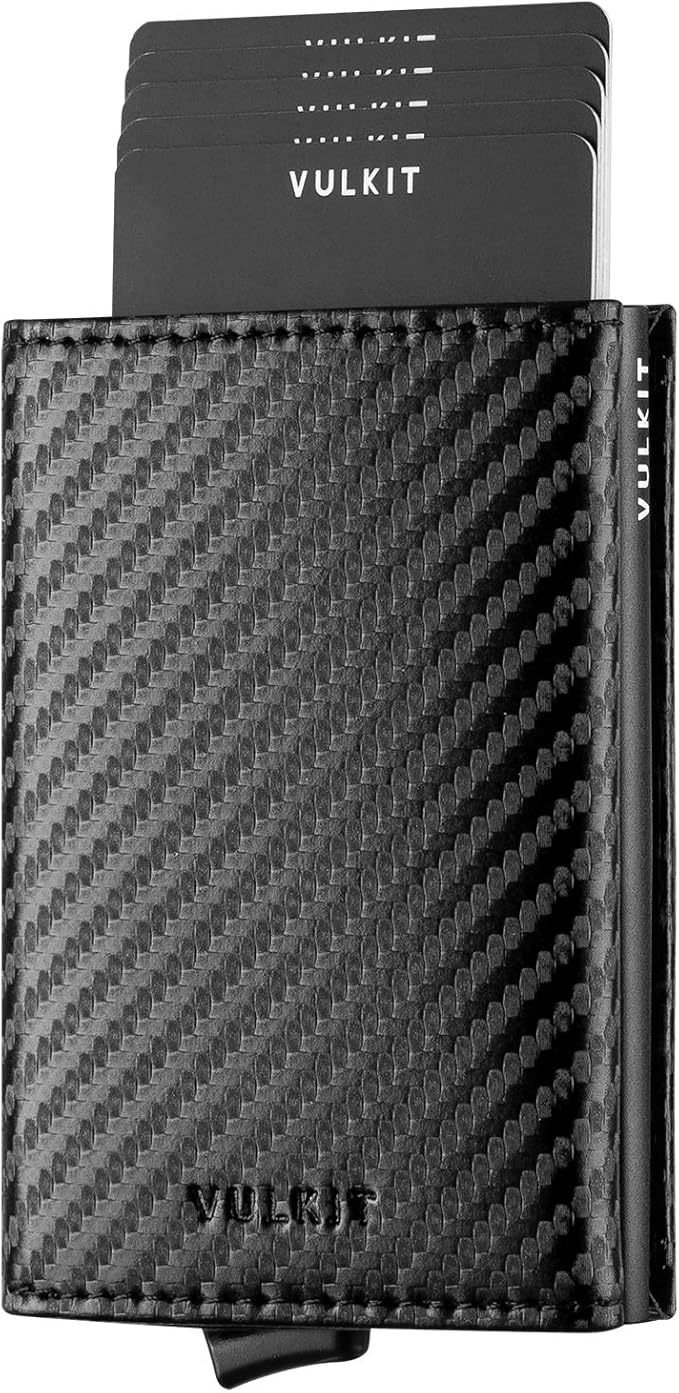 VULKIT Portefeuille Homme Cuir & Mince Porte Carte Homme RFID Anti Piratage Portefeuilles Et Porte-Cartes 10 Fentes Pour Cartes Bancaire Ou Billets - Moka
