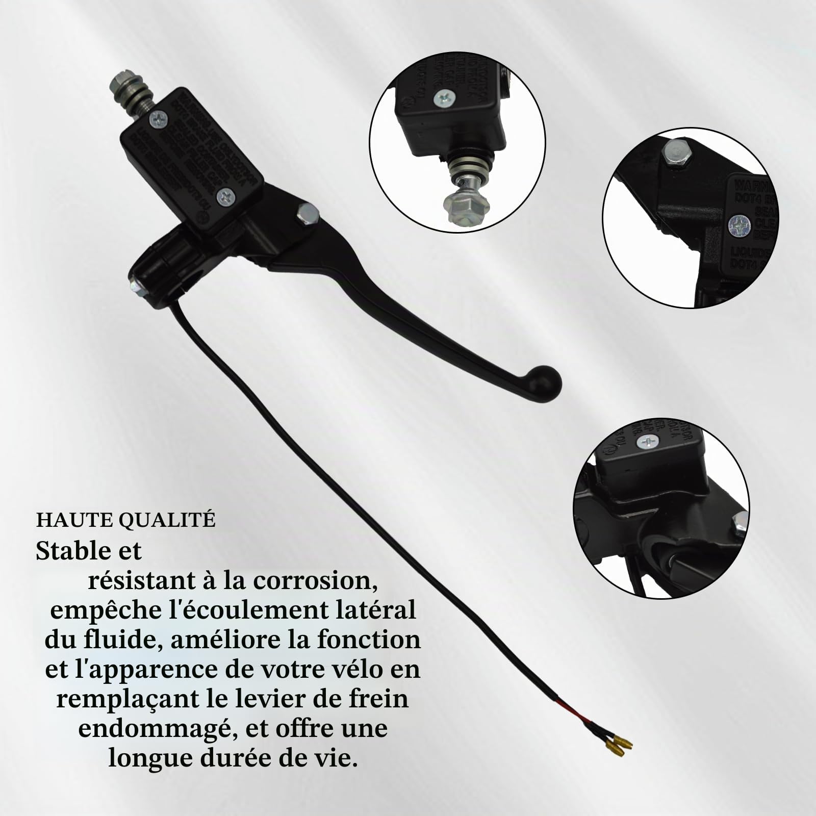 Pompe À Levier Hydraulique avec Maître-Cylindre de Frein de Moto,1 Paire de Levier de Maître-cylindre D'embrayage de Frein 22 Mm Noir pour Gy6 50cc 110cc 125cc 150cc 250cc Scooter