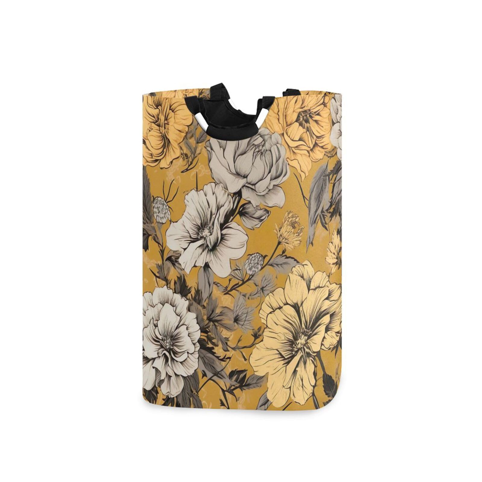 Jihqo Laundry Hamper Basket Classical Floral Collapsible Nursery Storage Bin Waterproof Clothing Baskets for Home Bedroom Bathroom Washing Room