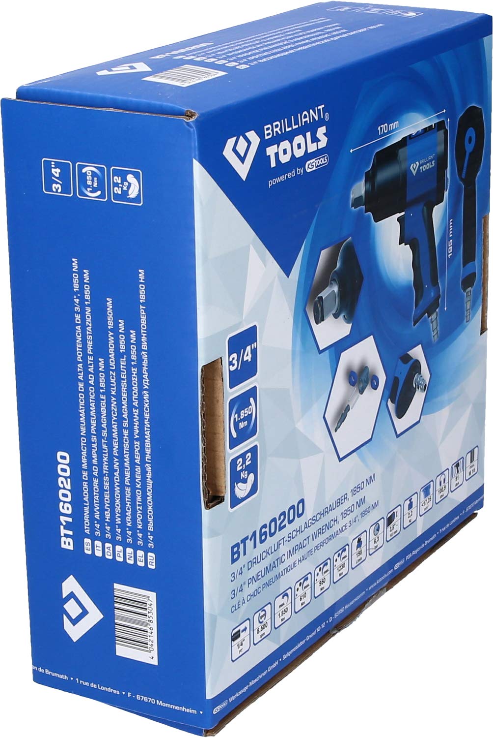 BRILLIANT TOOLS BT160200 3/4" Avvitatore ad impulsi ad aria compressa, 1.800 Nm [Powered by KS TOOLS]