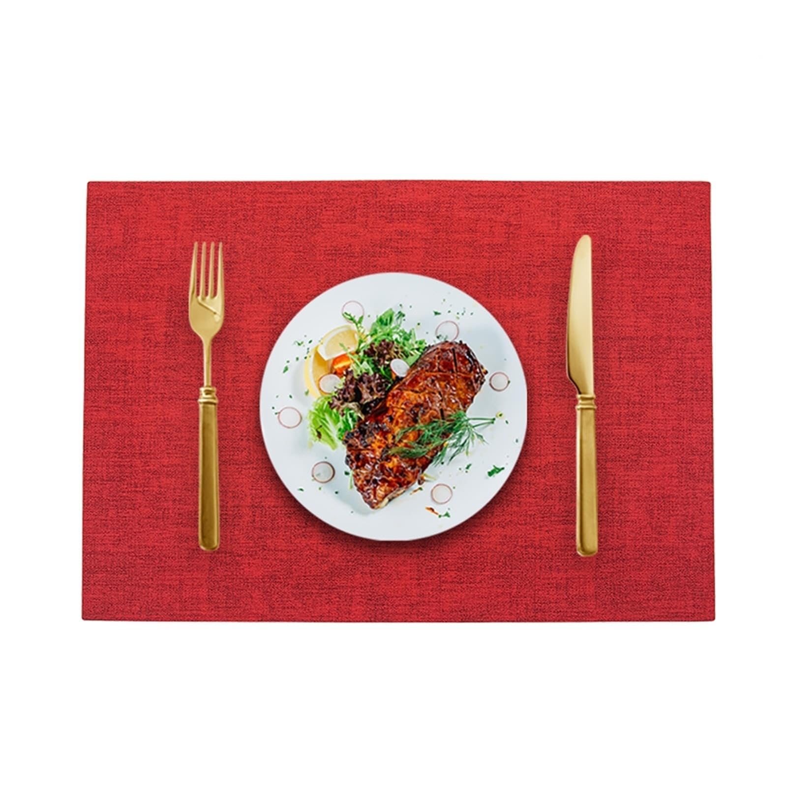 Set de table rouge anti-tache 30x43 cm motif tissé 2 mm pour protéger vos meubles