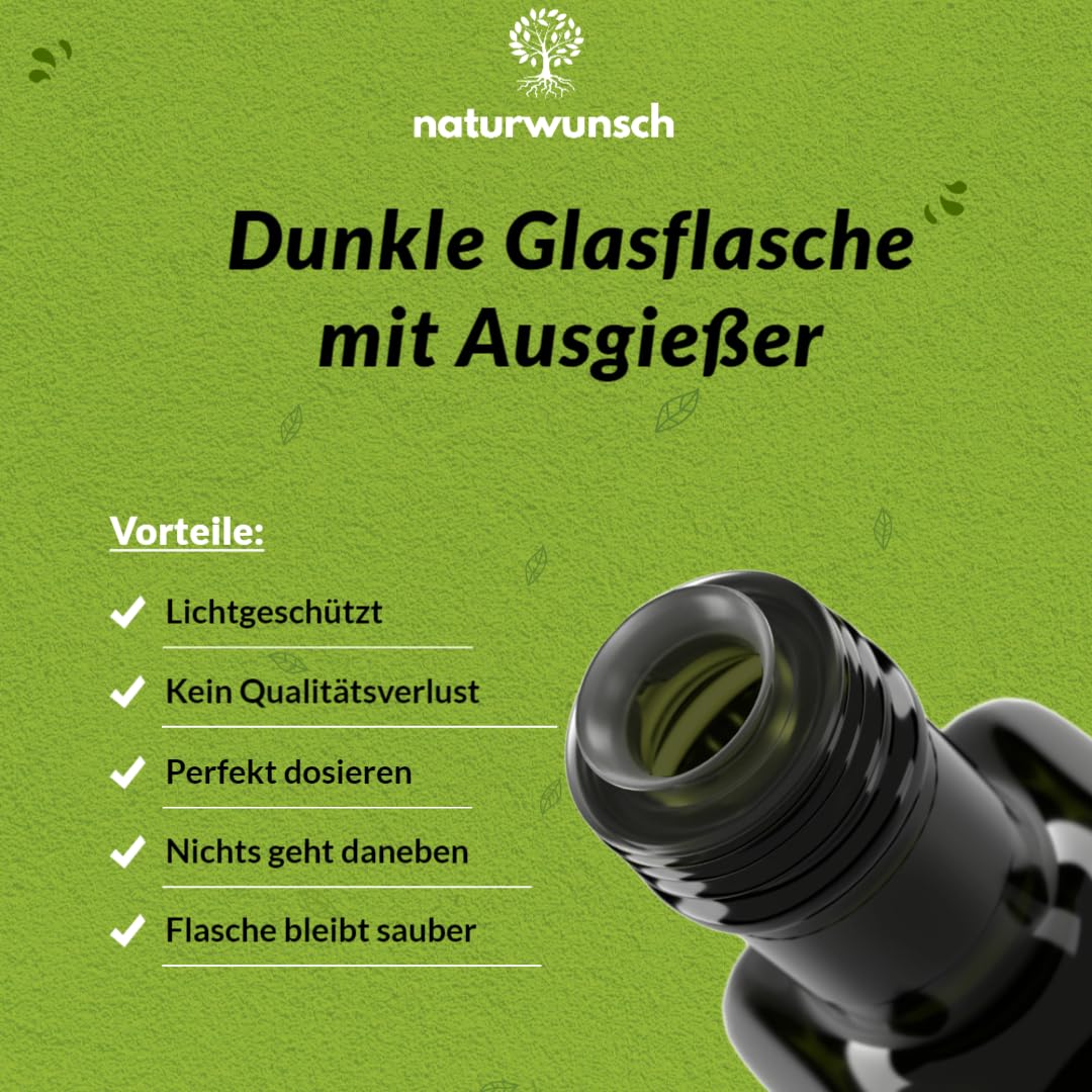 naturwunsch Nigella Sativa - Aceite de comino negro (500 ml, sin filtrar, prensado en frío, fabricado en Alemania)