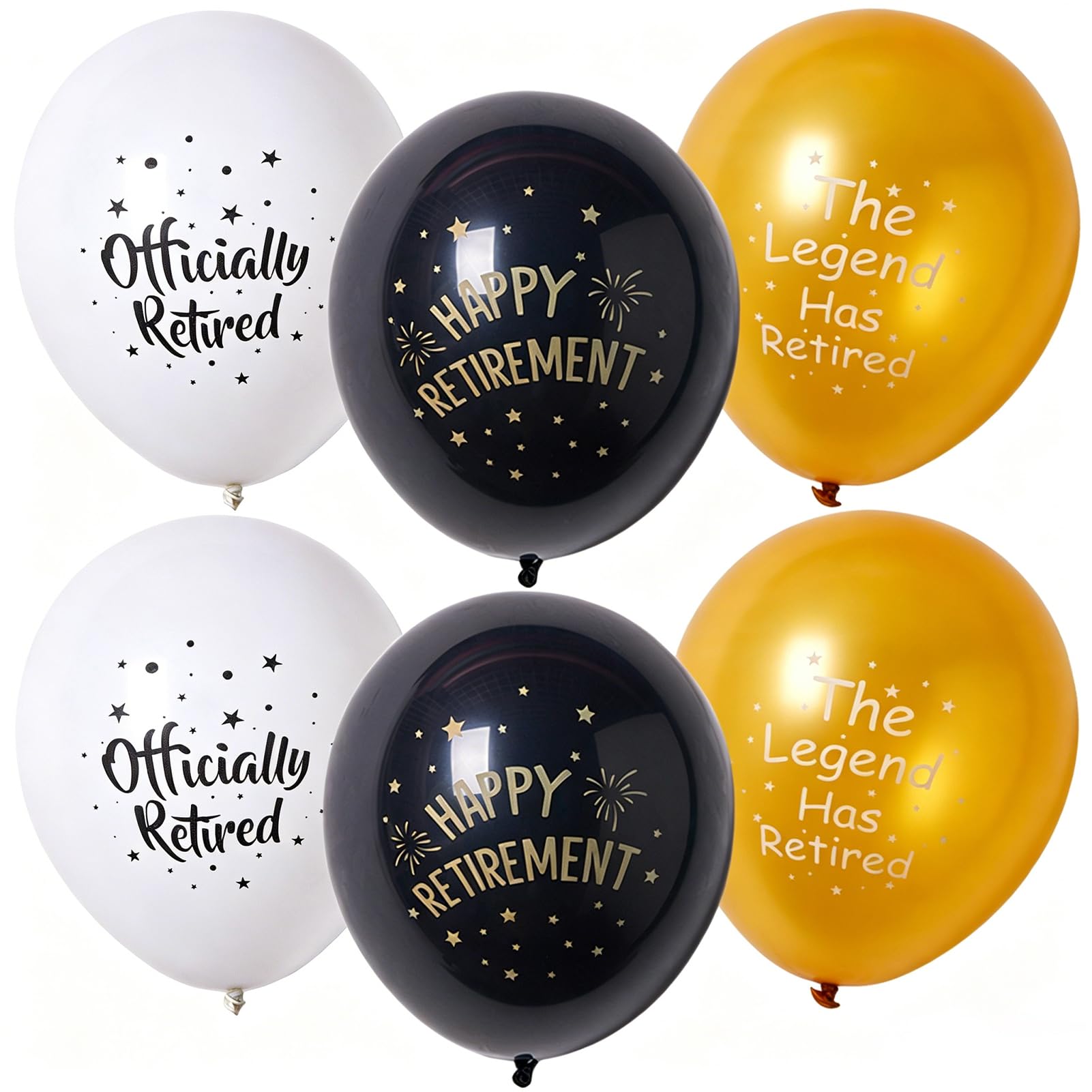 Photo 1 of SUNBEAUTY Retirement Balloons - 18 Pcs, 12 Inch, Black Gold & White Latex
