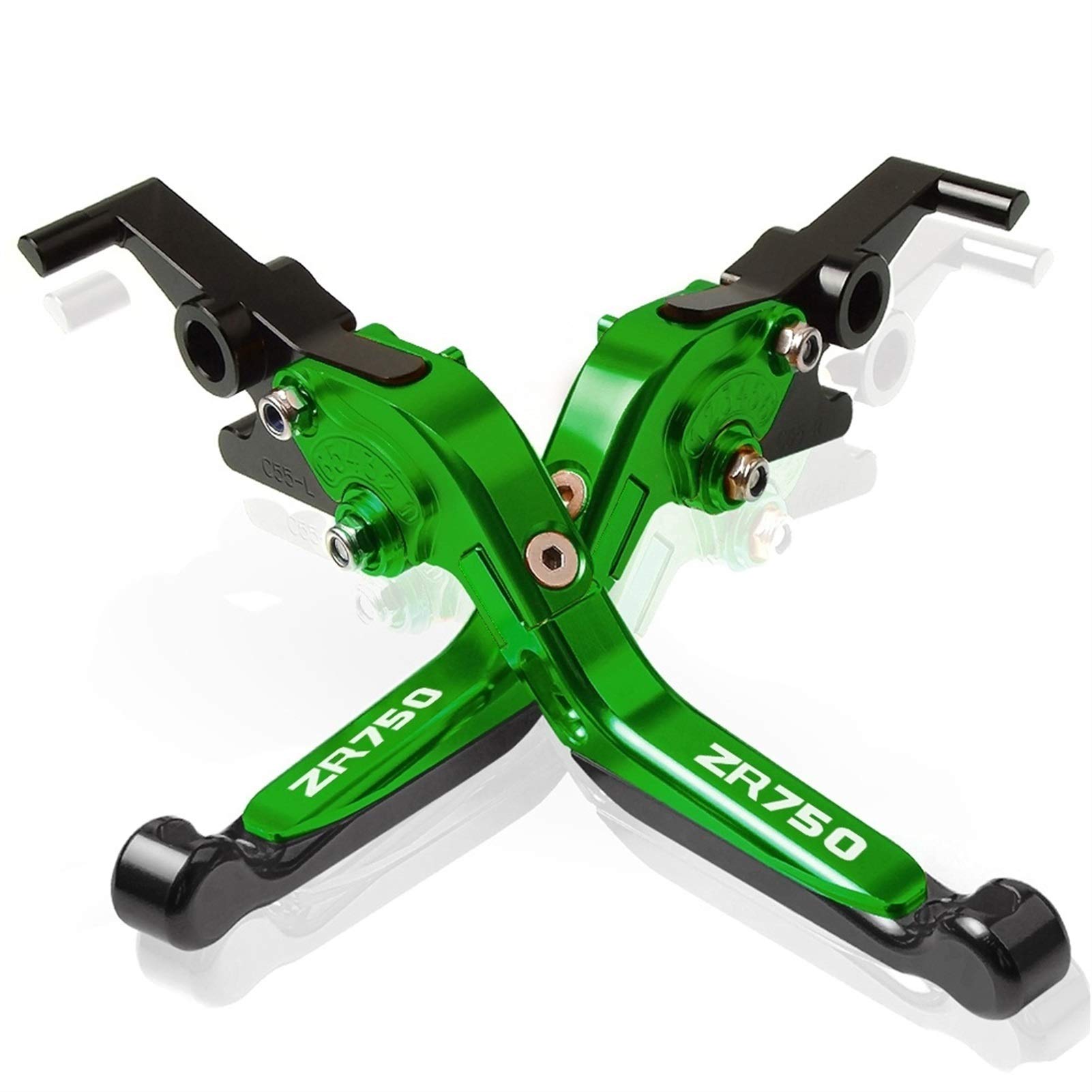 Moto CNC Freno Leve Frizione Manubrio Impugnatura Manopole Manopole Per Kawasaki ZR750 ZEPHYR 1991 1992 1993 Con LOGO ZR750 Leva Della Frizione Del Freno (Colore : 19)