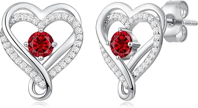 Infinity Heart Birthstone Earrings for Women Wife S925 Sterling Silver Anniversary Birthday Gift Ideas for Wife Girlfriend Her Presents for Mom Daughters