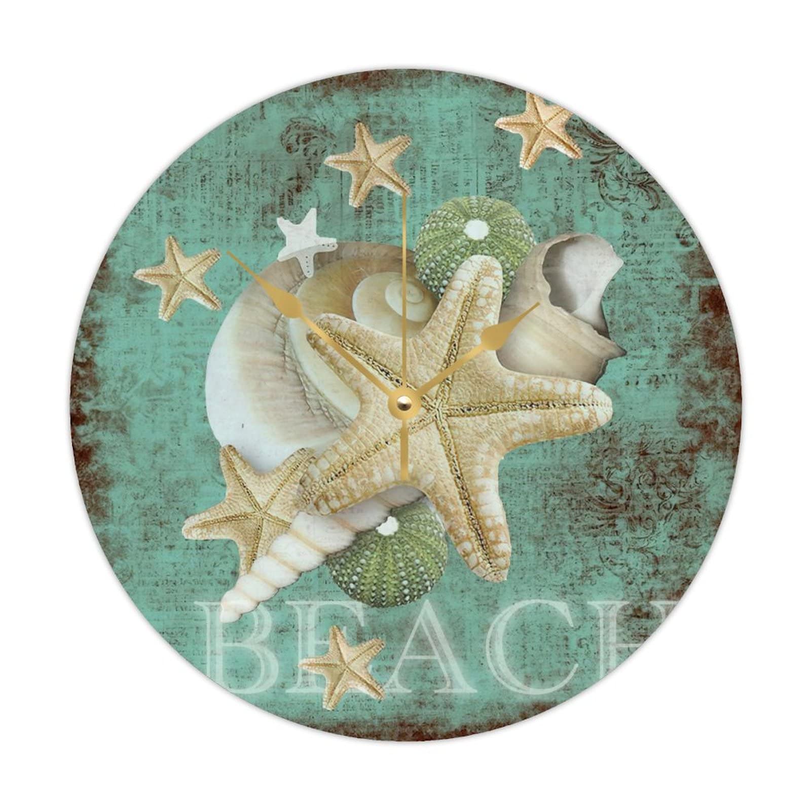 Horloge ronde en bois 38cm sans tic-tac pendule marine sur piles