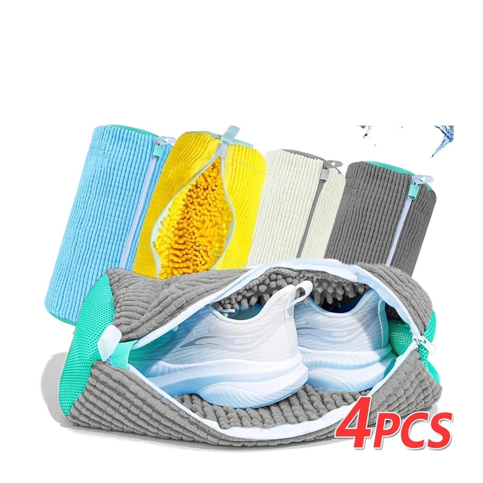 Schuh-Waschmaschinenbeutel, Netz-Wäschebeutel For Tennisschuhe, Alle Größen, Wiederverwendbarer Sneaker-Reinigungsbeutel For Waschmaschine Und Trockner, Schützend(2PCS Blue)