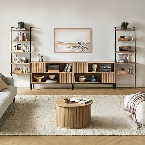 Miniatura 10 de mopio Blake Centro de entretenimiento de 4 piezas con almacenamiento, cómoda gabinete de almacenamiento modular de granja moderna soporte para TV