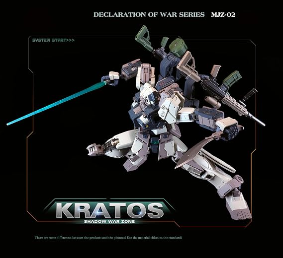 Funtasy Planet 1/100 Alloy Finished Mecha - KRATOS Deluxe Edition Shadow Zone Series -9 Inch Articulated Action Figure with Motorized Rotors, LED Rocket Launcher & Hangar, Sci-Fi Robot Gift for Adults