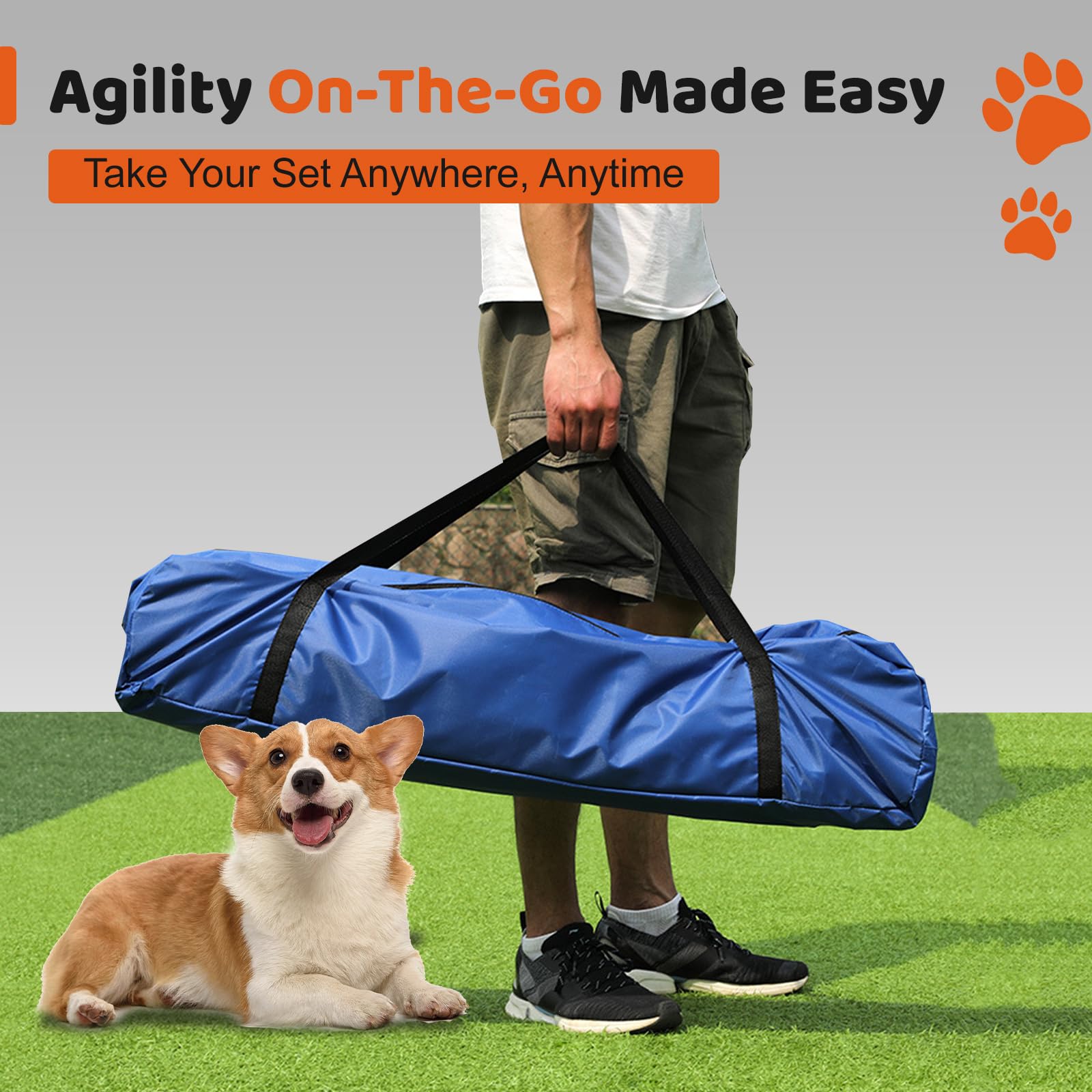 15 Piece Pets Agility Training Equipment, Obstacle Course Kit with Adjustable Dog Hoop, Dog Jump, Weave and Blind Poles, Pause Box for Outdoor Game - image 5