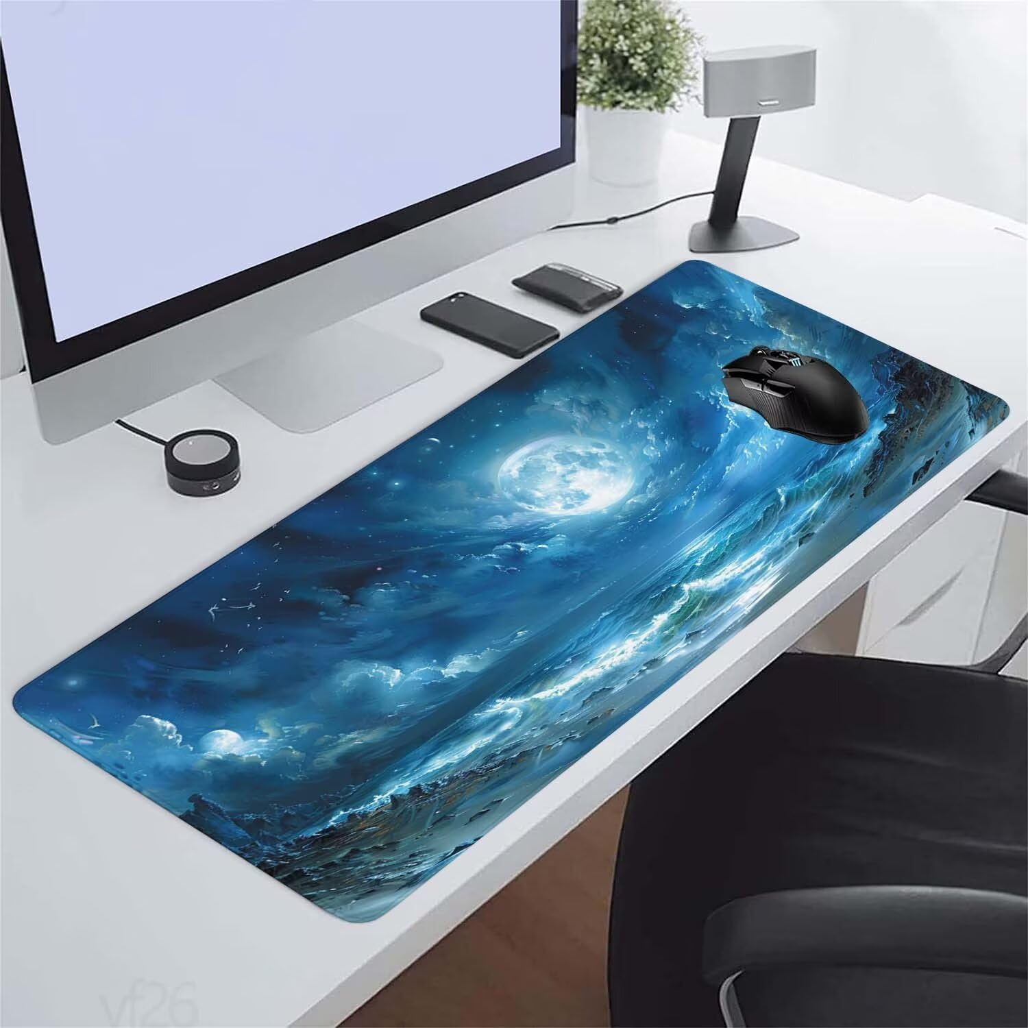 Alfombrilla Ratón azul Alfombrilla Raton 1600x800x3mm, Cielo Alfombrilla de Ratón Extendida de Gran Tamaño con Bordes Cosidos, Protector Escritorio, Antideslizante, Alfombrilla Ratón Gaming YF-26
