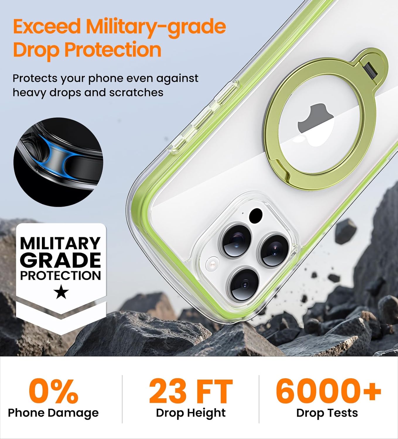 Magnetic for iPhone 16 Pro Case with Stand [Compatible with MagSafe][360° Rotatable Ring Holder Kickstand][Military Grade Protection] Airbag Shockproof Case for i Phone 16Pro 6.3 Inch, Green