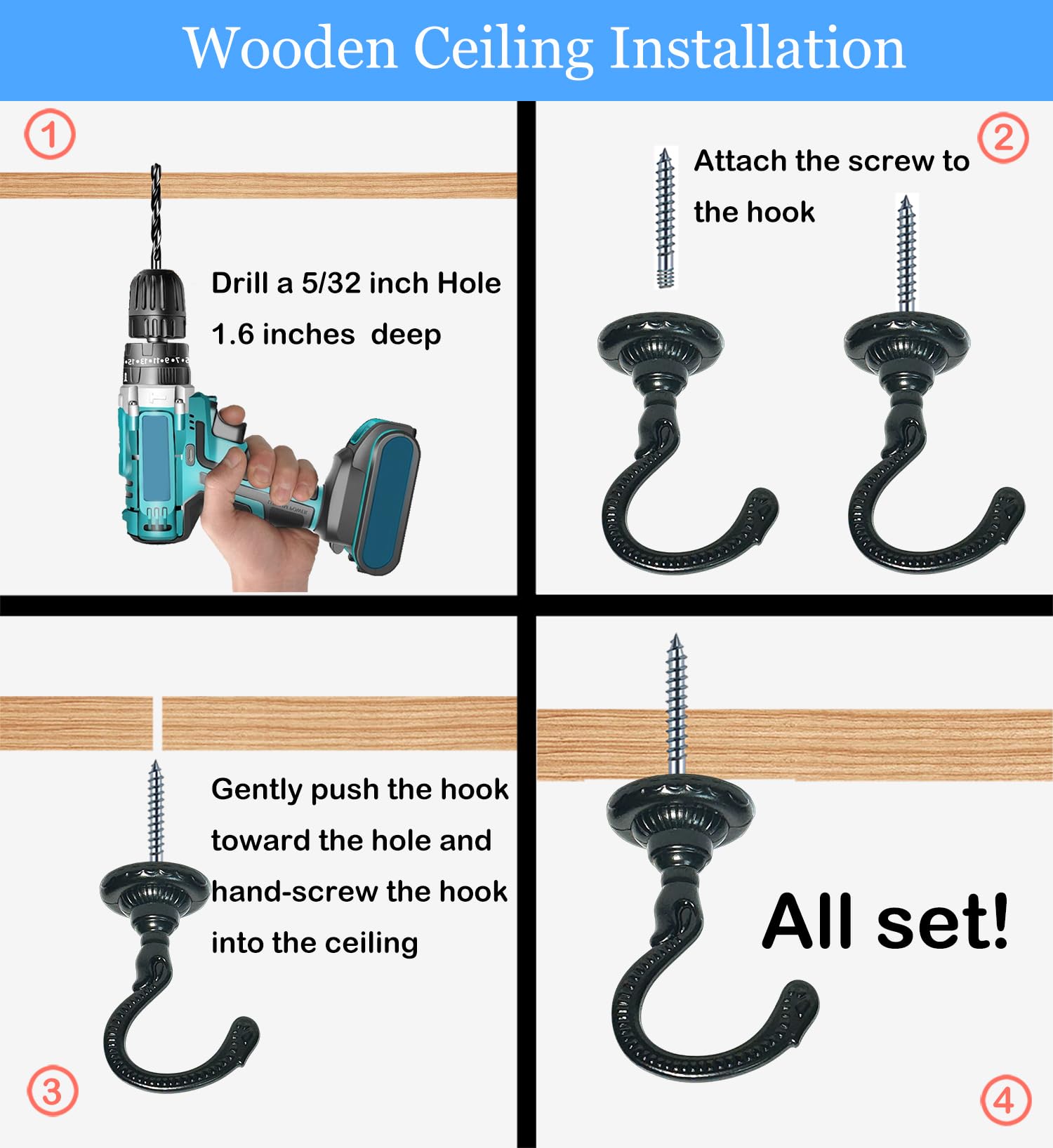 ceiling hook weight capacity Amazon.com: Evsteluo Heavy-Duty Ceiling Hooks 25–30 lbs Capacity with  Hardware Kit – for Wood, Cement & Drywall Installation (2 Sets Black) :  Home & Kitchen