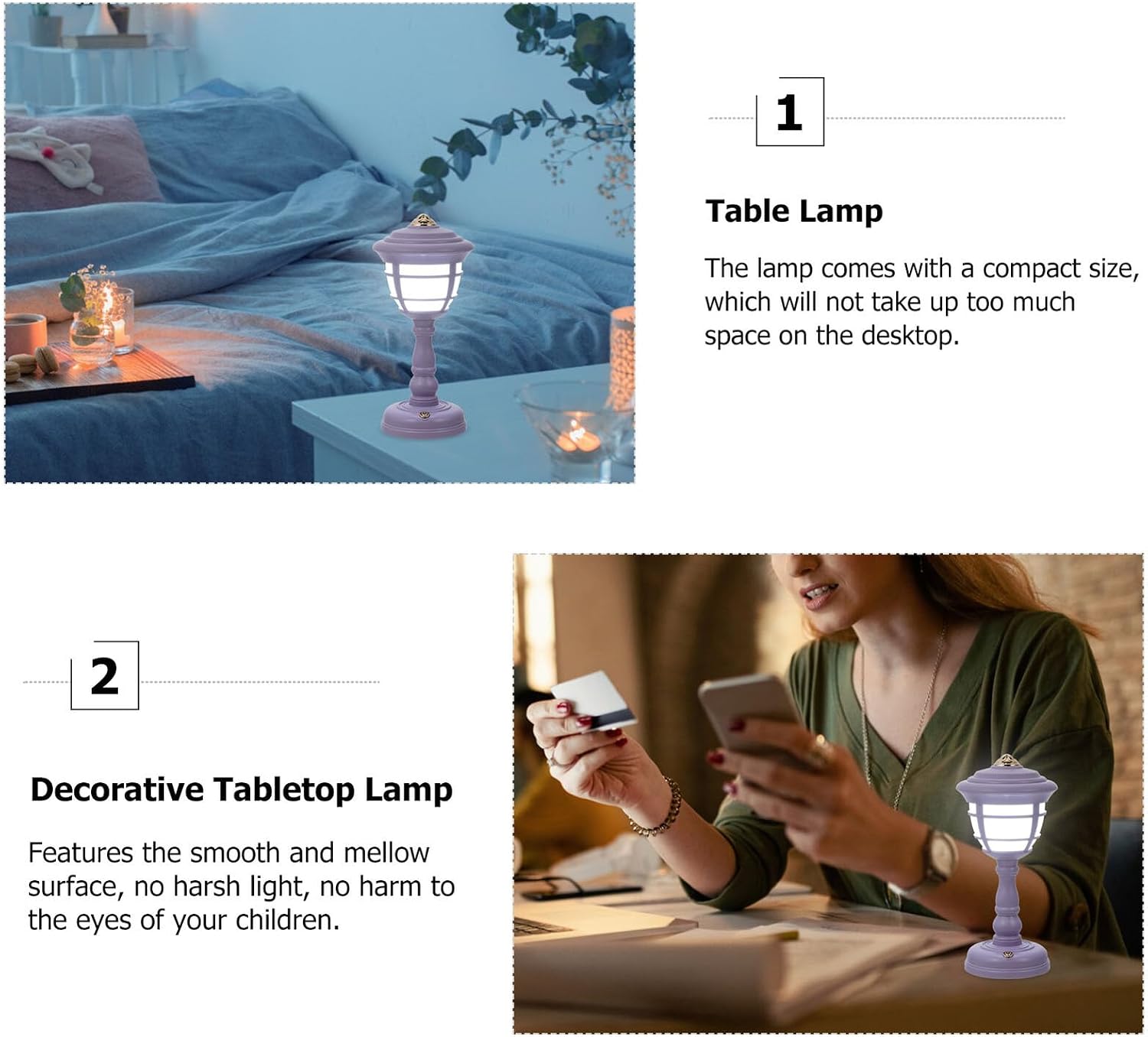 Retro Style USB Charging Table Lamp with Three Dimming Modes image 4