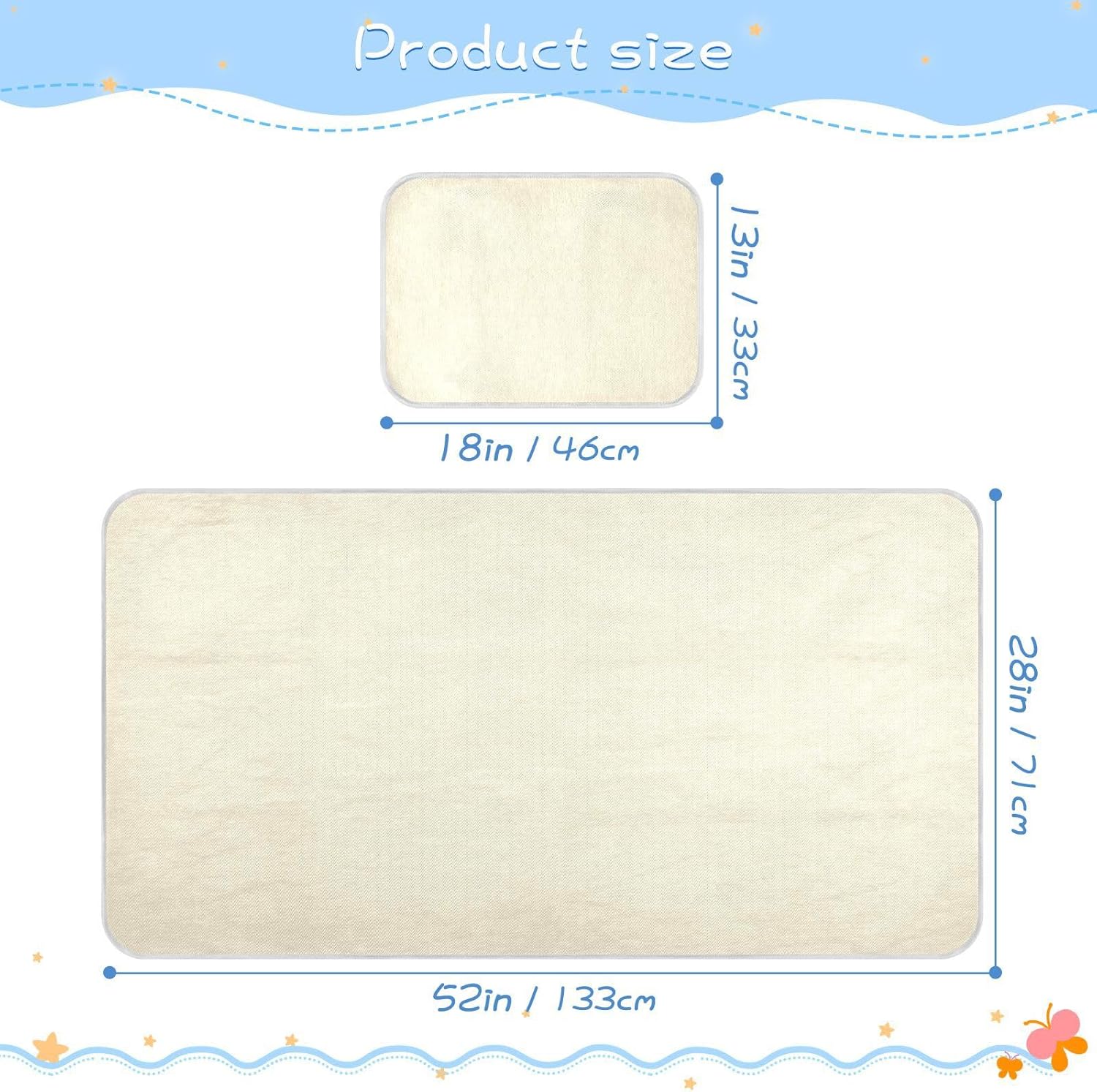 Baby Cooling Mat Cream Solid Color Ice Silk Breathable Mesh Summer Crib Mattress Pad with Pillowcase, Soft Cooling Sleeping Surface for Infant & Toddler, 52"x28"