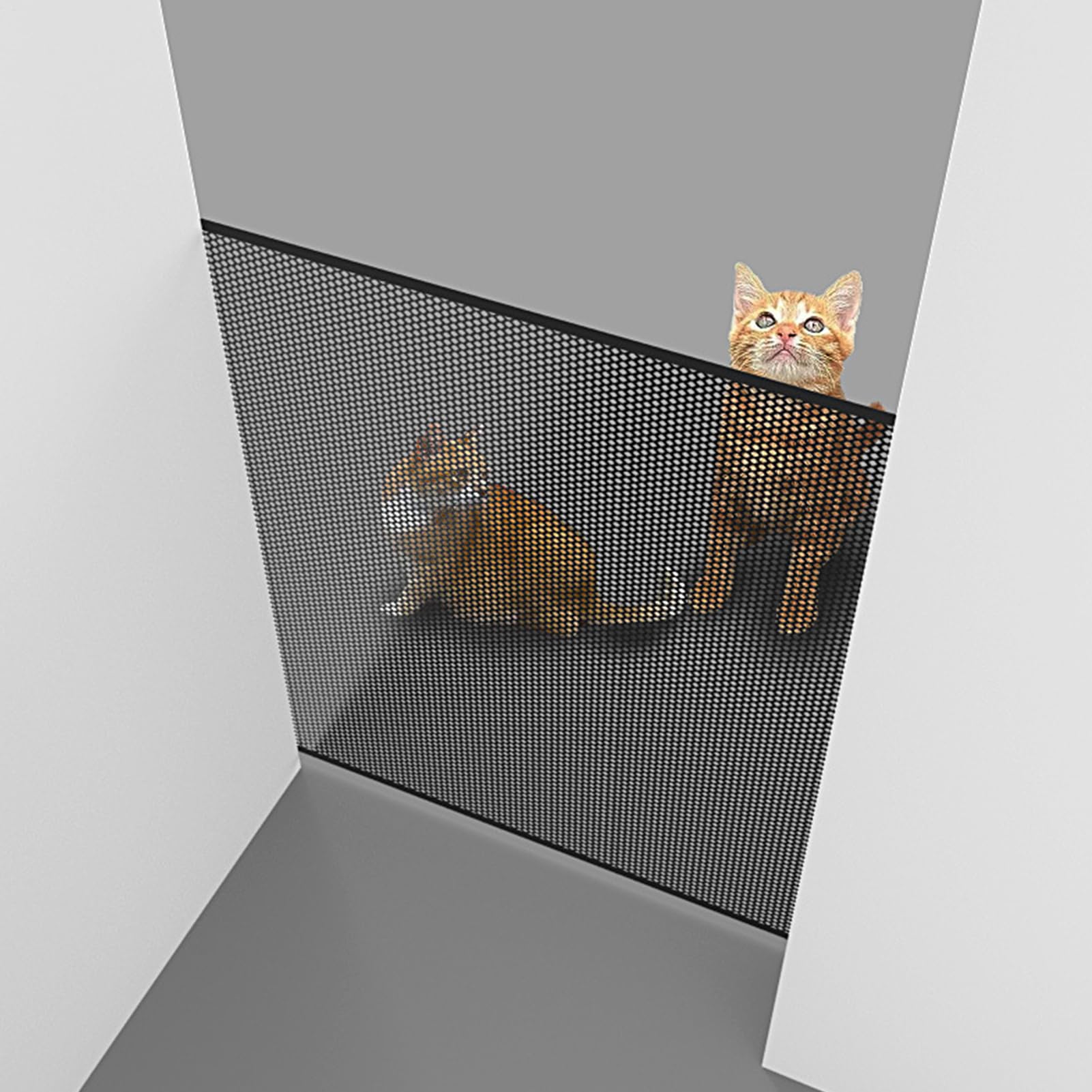 Puerta de seguridad infantil para puertas, puerta de perro de seguridad de malla para escaleras, malla para niños sin perforación, fácil de instalar puerta flexible para mascotas para cocinas y