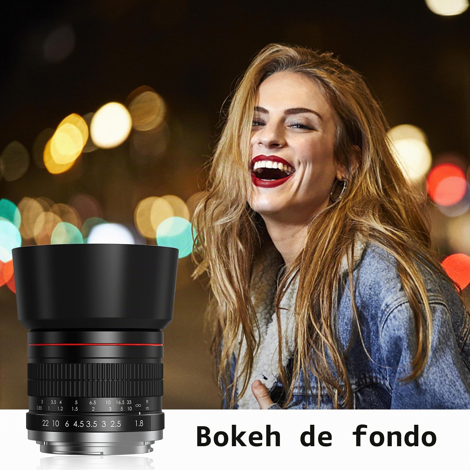 Objetivo EF para Canon - 85mm f1.8 Manual Lente de Retrato para Canon EOS 4000D 3000D 2000D 1500D 850D 800D 700D 750D 250D 200D 100D 90D 80D 77D 6DII/5DIV/IDXIII DSLR Cámaras