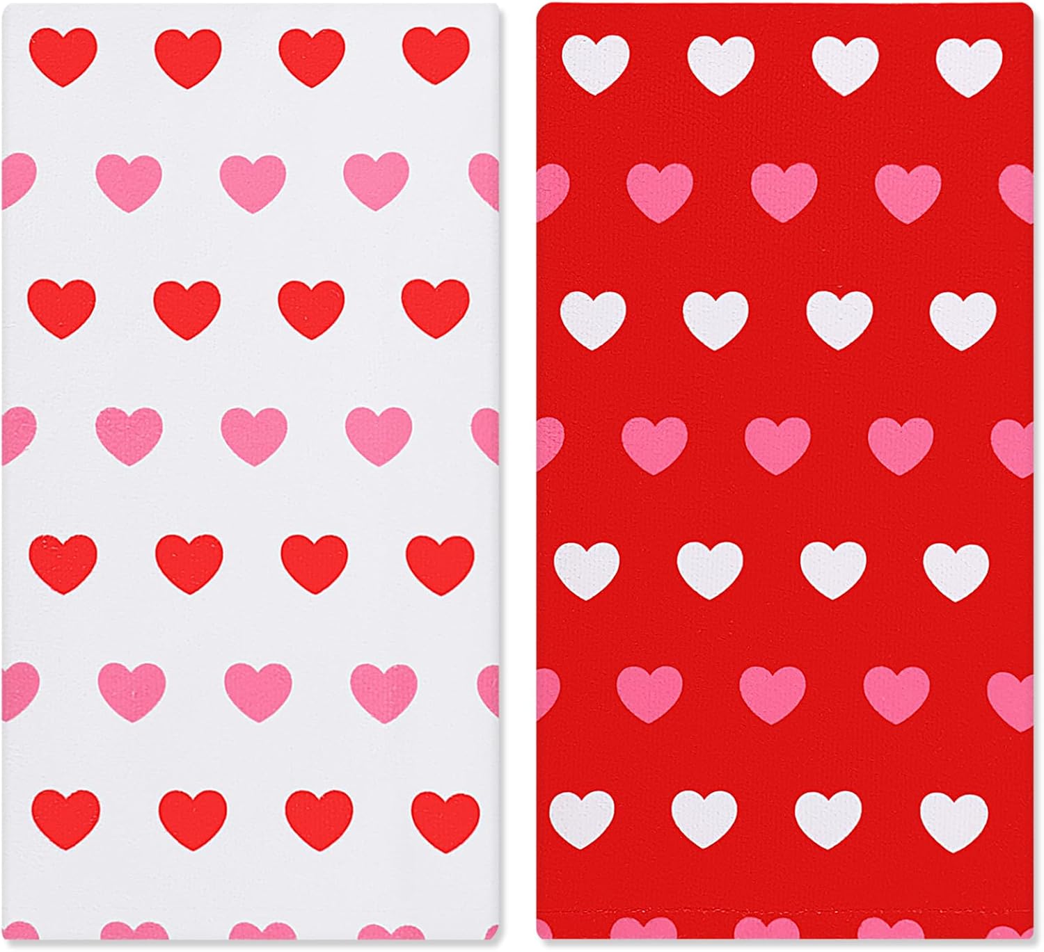 JarThenaAMCS 2Pcs Valentine's Day Hand Towels Romantic Love Heart Cotton Bathroom Towel Red White Dish Towel for Wedding Drying Cleaning Cooking, 13.7 x 29.5 Inch