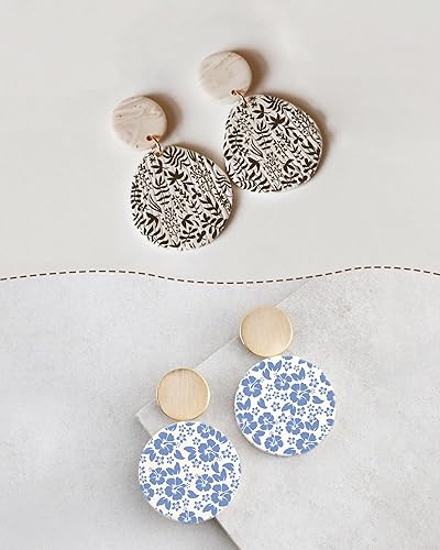 Miniatura 4 de Puocaon Pantalla de seda de arcilla botánica, 6 plantillas de pantalla de seda reutilizables para plantas para fabricación de joyas de arcilla