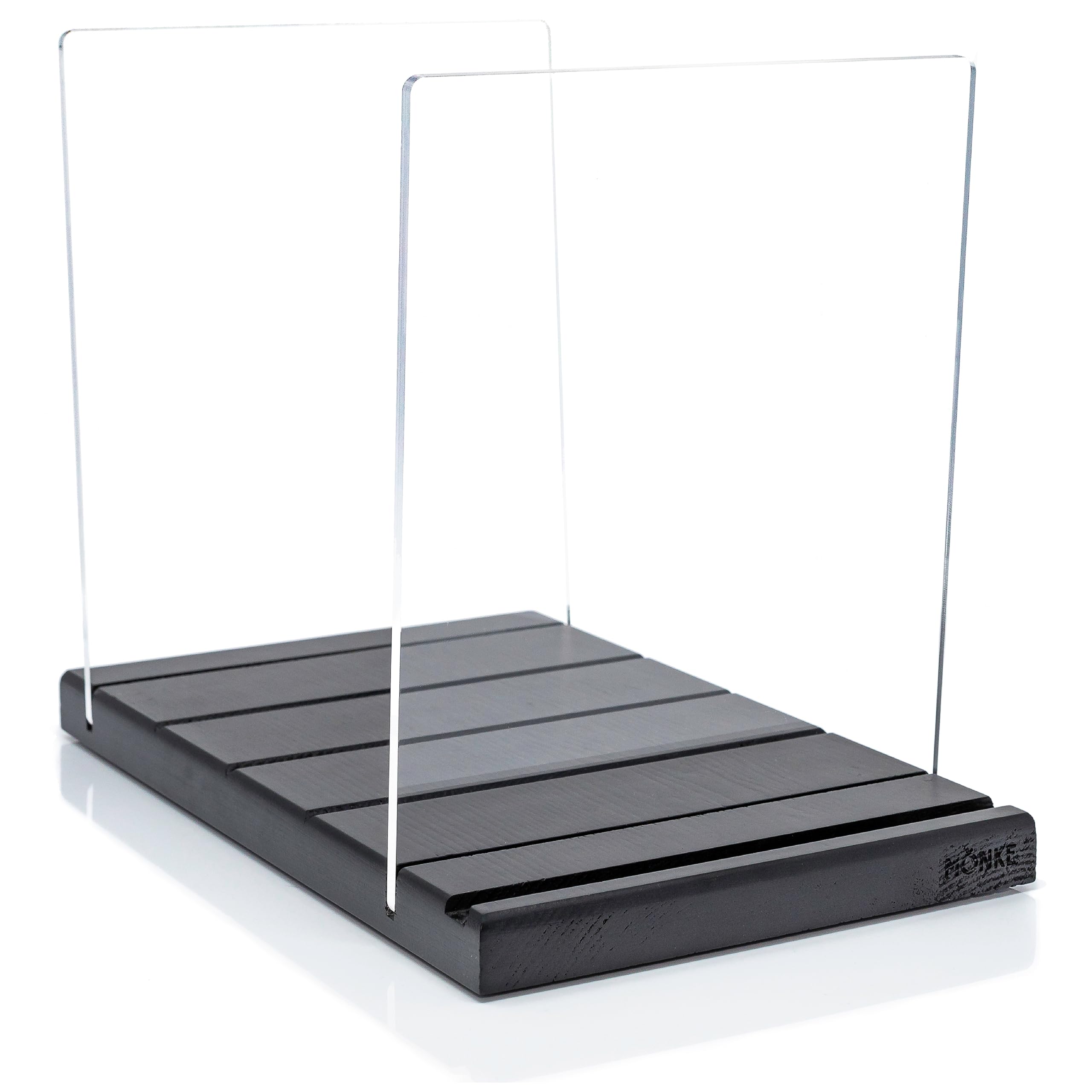 Schallplattenständer - Ein Plattenhalter im minimalistischen Design - 50 LP Kapazität - mit einer vorderen Display-Rille (Schwarz)