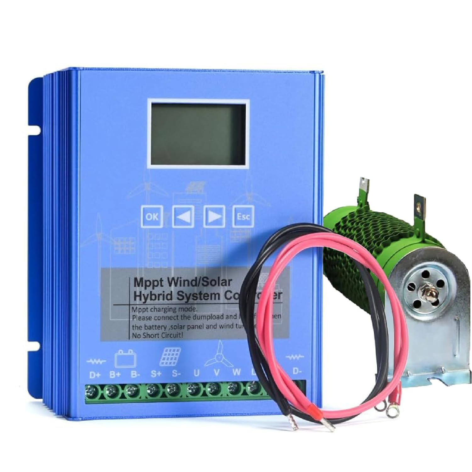 Regolatore ibrido solare eolico, regolatore di energia solare da 600 W e 800 W, LCD MPPT per generatori da 12 V/24 V, centrali elettriche, lampioni stradali