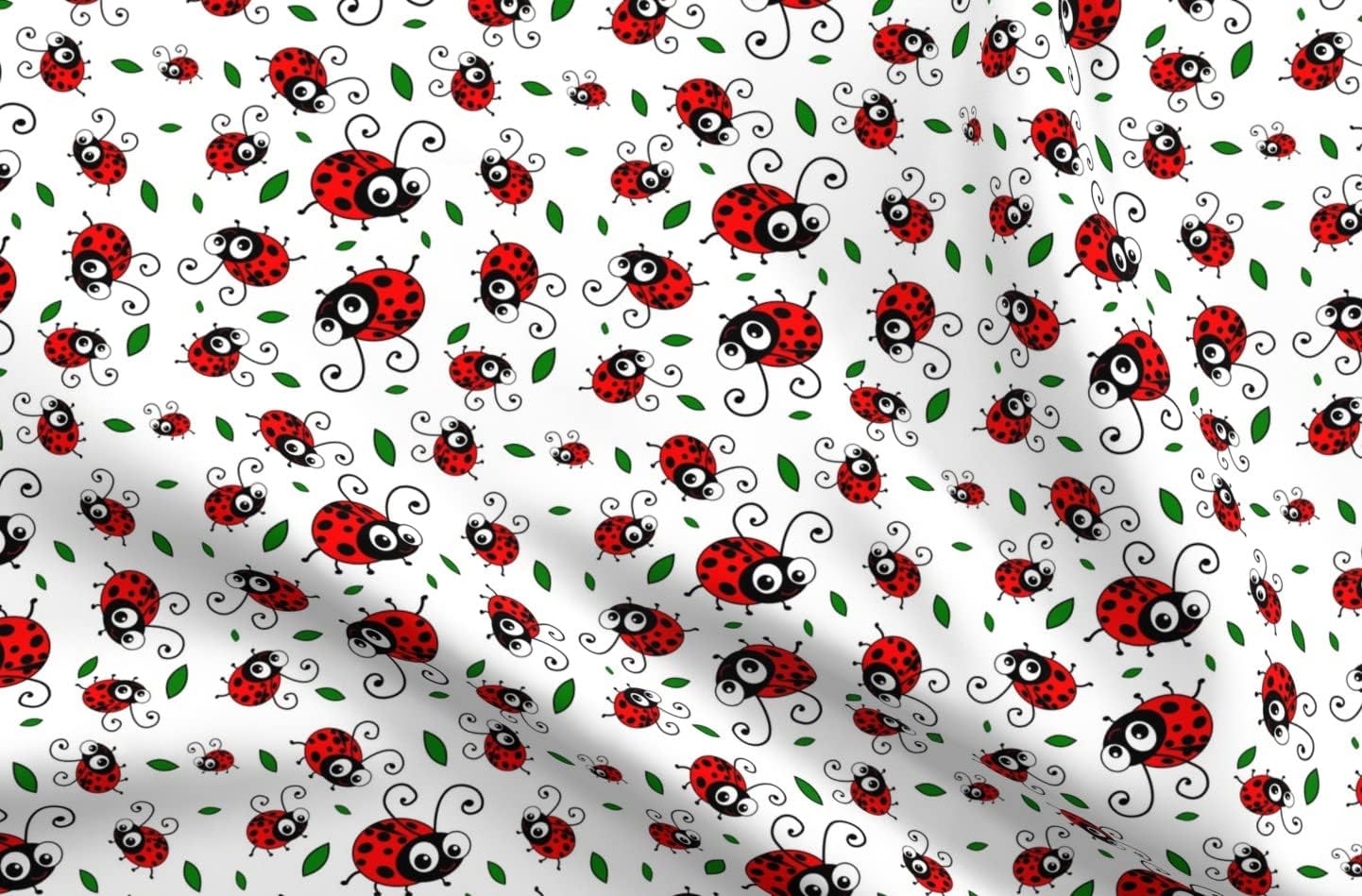 Spoonflower Fabric - Cute Pattern Bug Beetle Ladybugs Cartoon Lucky Printed on Upholstery Velvet Fabric Fat Quarter - Upholstery Home Decor Bottomweight Apparel