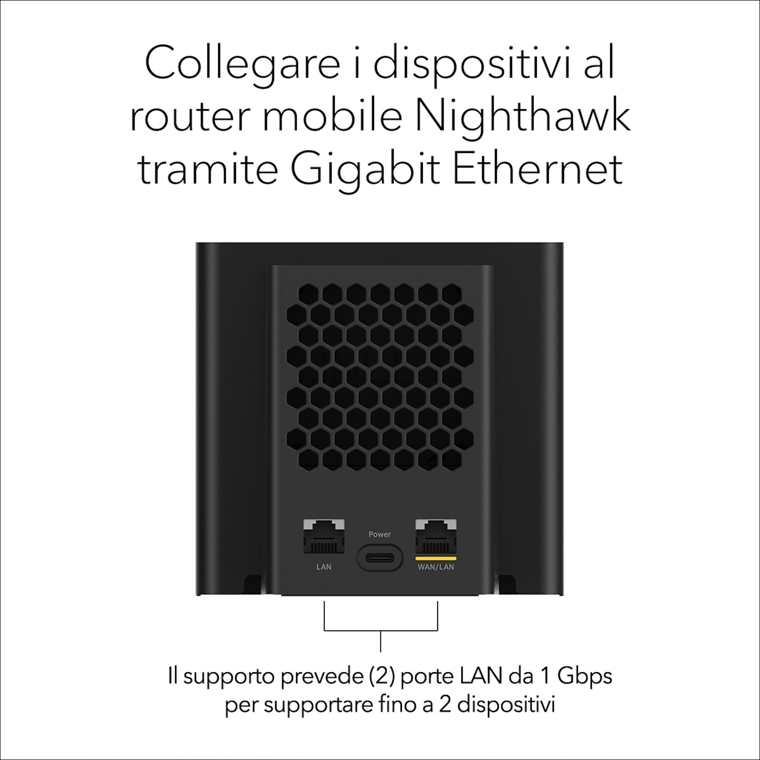 NETGEAR Nighthawk con 2 porte Gigabit Ethernet (MD200) – Alimentazione e connessioni cablate per il tuo router mobile Nighthawk M7 Ultra o Pro, M7, M6 Pro, M6 o M3