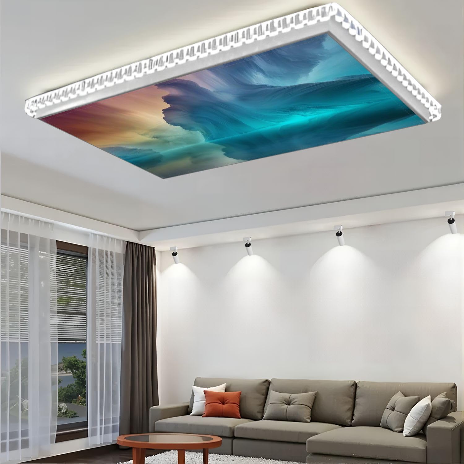 Fluorescent Light Covers for Ceiling Lights Magical world Abstract Landscape surreal lake reflections art Easy to Install Magnetic Light Filter for Classroom Office Hospitals School Home Decor