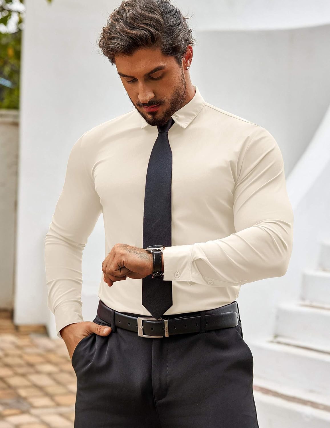 COOFANDY Men's Muscle Fit Dress Shirts Wrinkle-Free Long Sleeve Casual Button Down Shirts