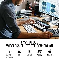 Vista 4 de M-VAVE Controlador de teclado USB MIDI de 25 teclas con 16 almohadillas de batería retroiluminadas, Bluetooth, teclado dinámico semi-pesado