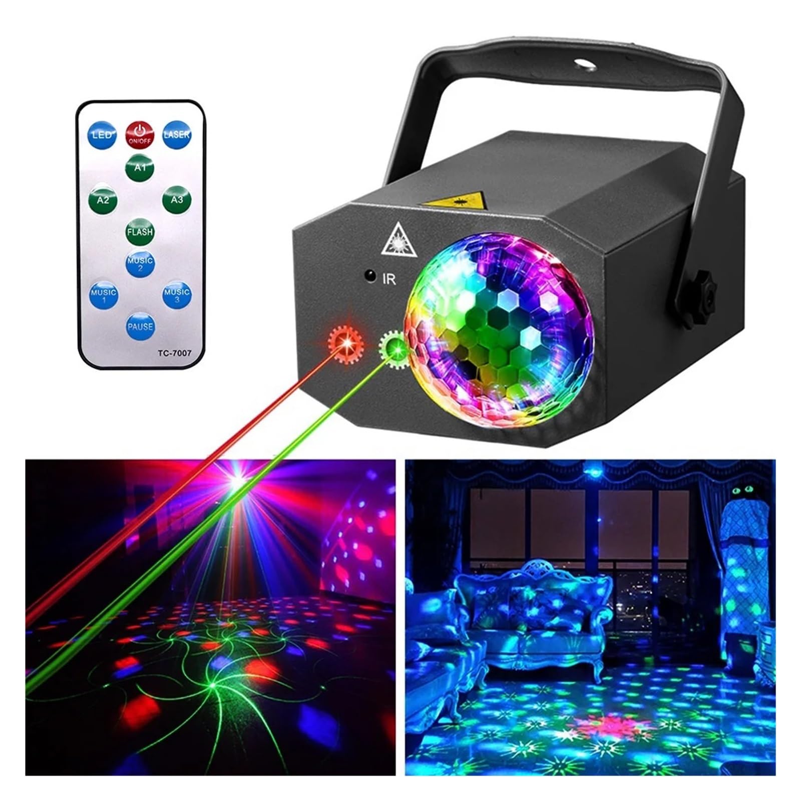 Światła dyskotekowe Oświetlenie Imprezowe LED DJ Kula Dyskotekowa Światło Projektor RGB Lampa Laserowa Aktywowane Dźwiękiem Światło Sceniczne Zdalnie Sterowana Lampa Stroboskopowa Do Baru KTV Dla DJ C