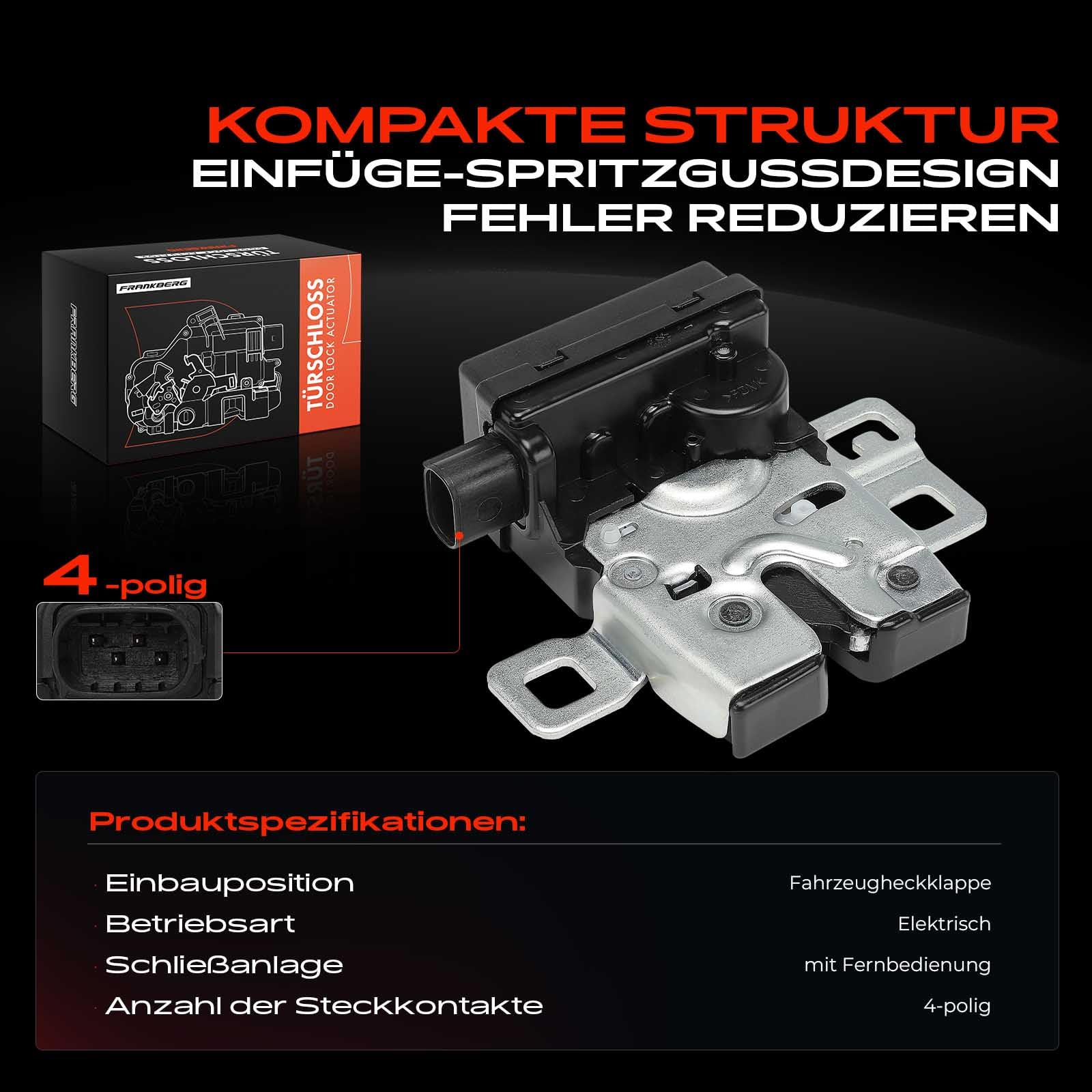 Frankberg Heckklappenschloss Kofferraum Hinten Kompatibel mit M.i.n.i R50 R53 1.4L-1.6L 2001-2006 M.i.n.i R56 1.4L-2.0L 2006-2013 M.i.n.i R.o.a.d.s.t.e.r R59 Replace# 51242754528