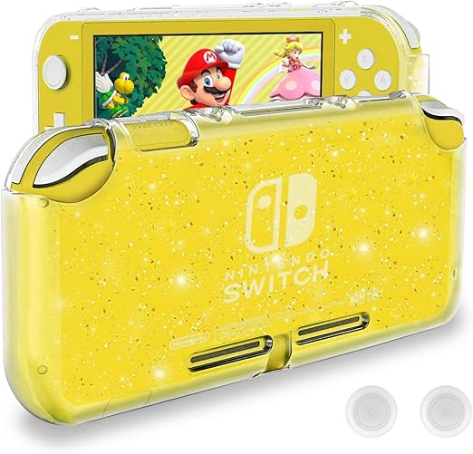 Amazon Co Jp Dlseego Switch Lite 用 ケース ニンテンドースイッチライトカバー シリコンケース ソフトカバー 親指キャップ 2 透明 Tpu素材 超軽量 耐衝撃 傷つけ防止 キラキラ ゲーム