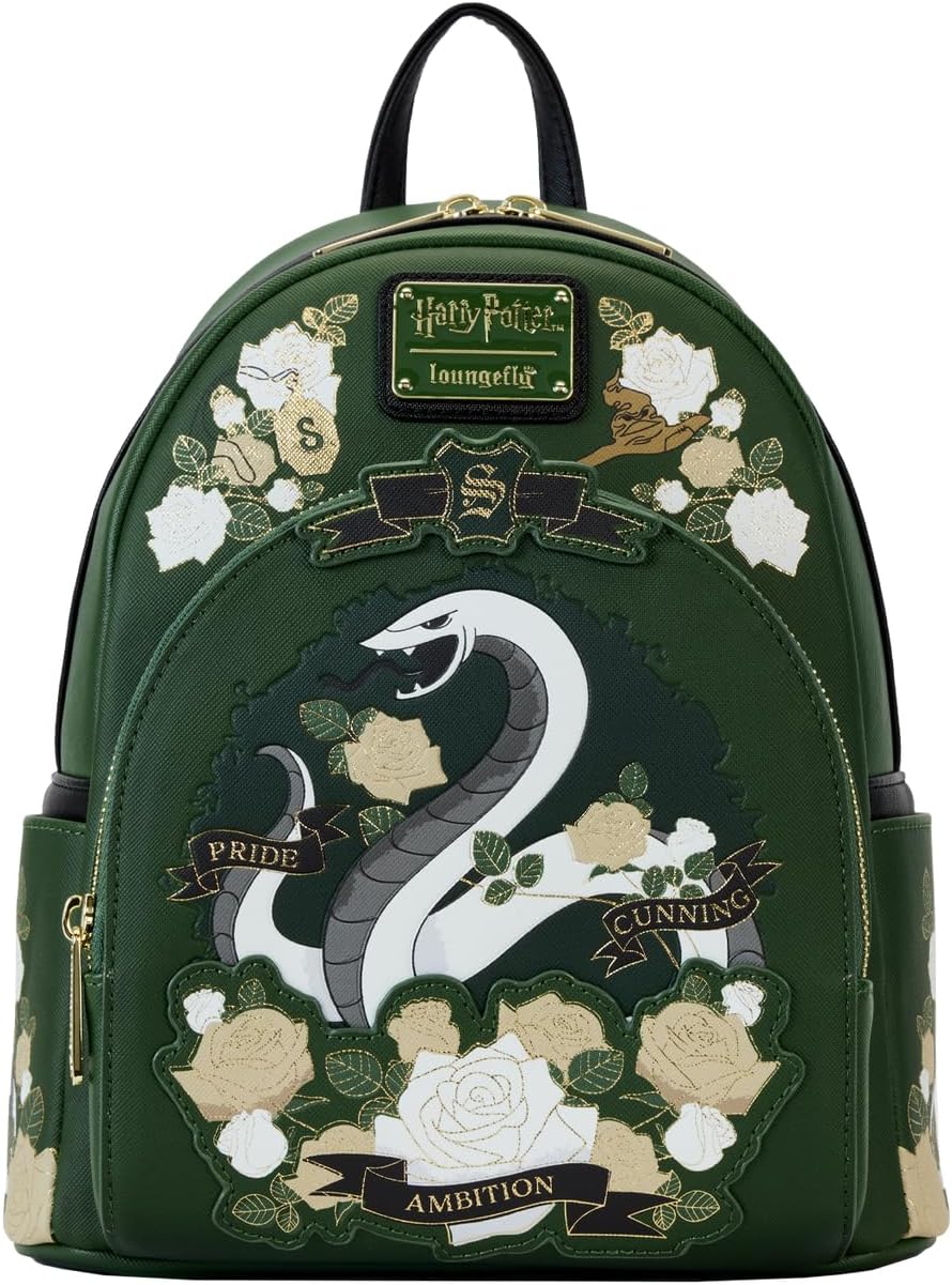 Loungefly Harry Potter Slytherin House Floral Tattoo Mini Backpack