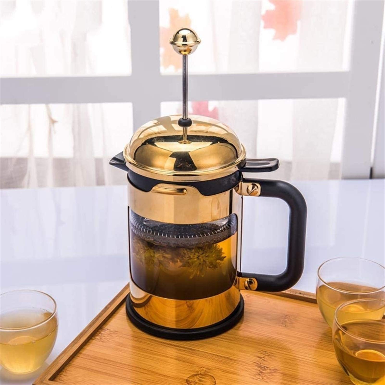 Cafetera de Acero Inoxidable de la Prensa Francesa con Sistema de filtración, sin Motivos de café, sin Moho, Prensa de café fácil de Limpiar Vidrio Resistente al Calor Duradero
