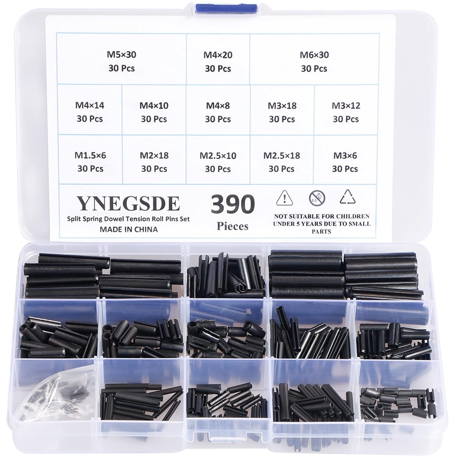 Roll Pin Set Steel Slotted Spring Pin M1.5 M2 M2.5 M3 M4 M5 M6 Metric Roll Pins Split Pin