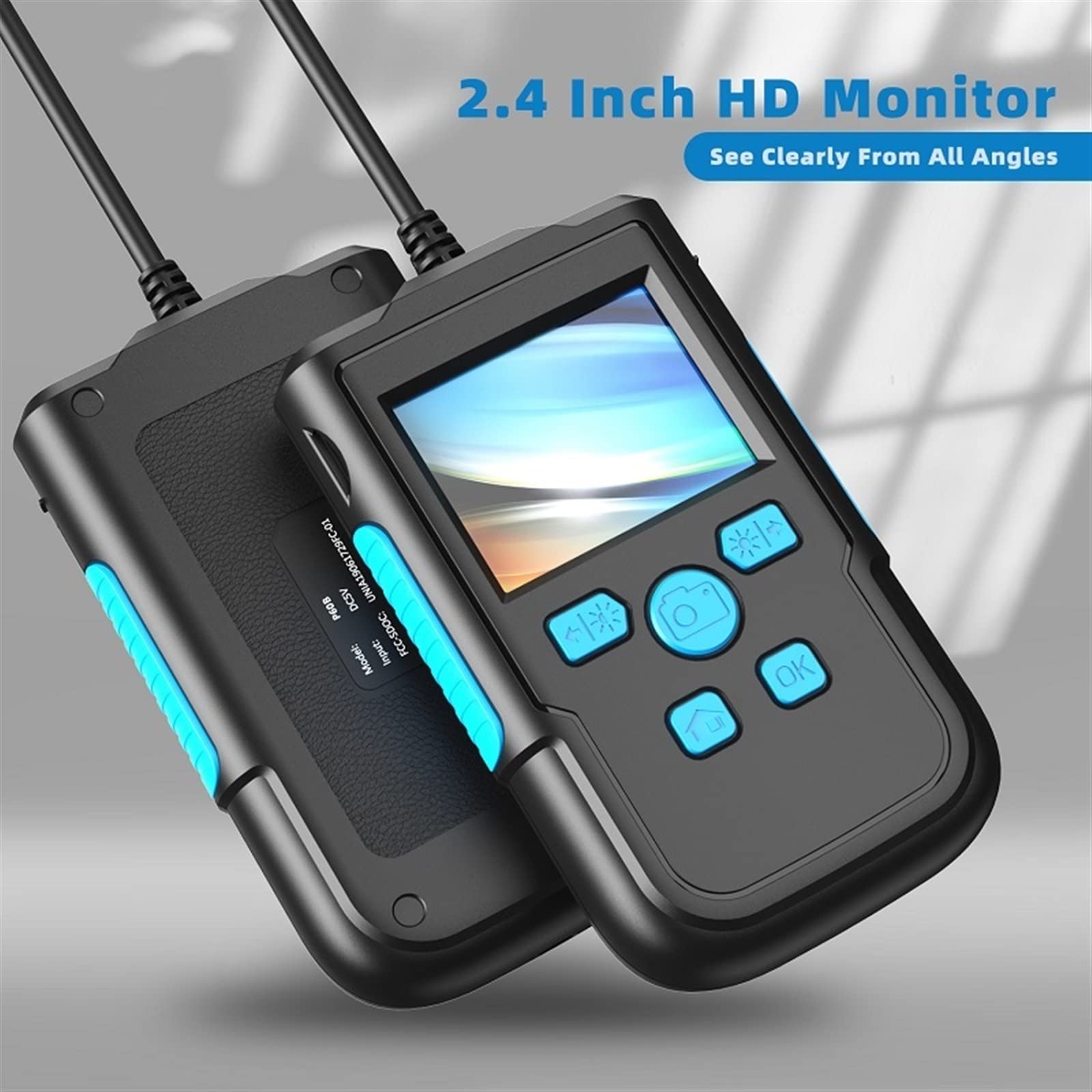 Inspection et analyse 2.4 pouces IPS écran endoscope industriel caméra HD1080P tuyau inspection de voiture endoscope étanche câble rigide LED 2600mAh batterie (Size : 8mm-10m)
