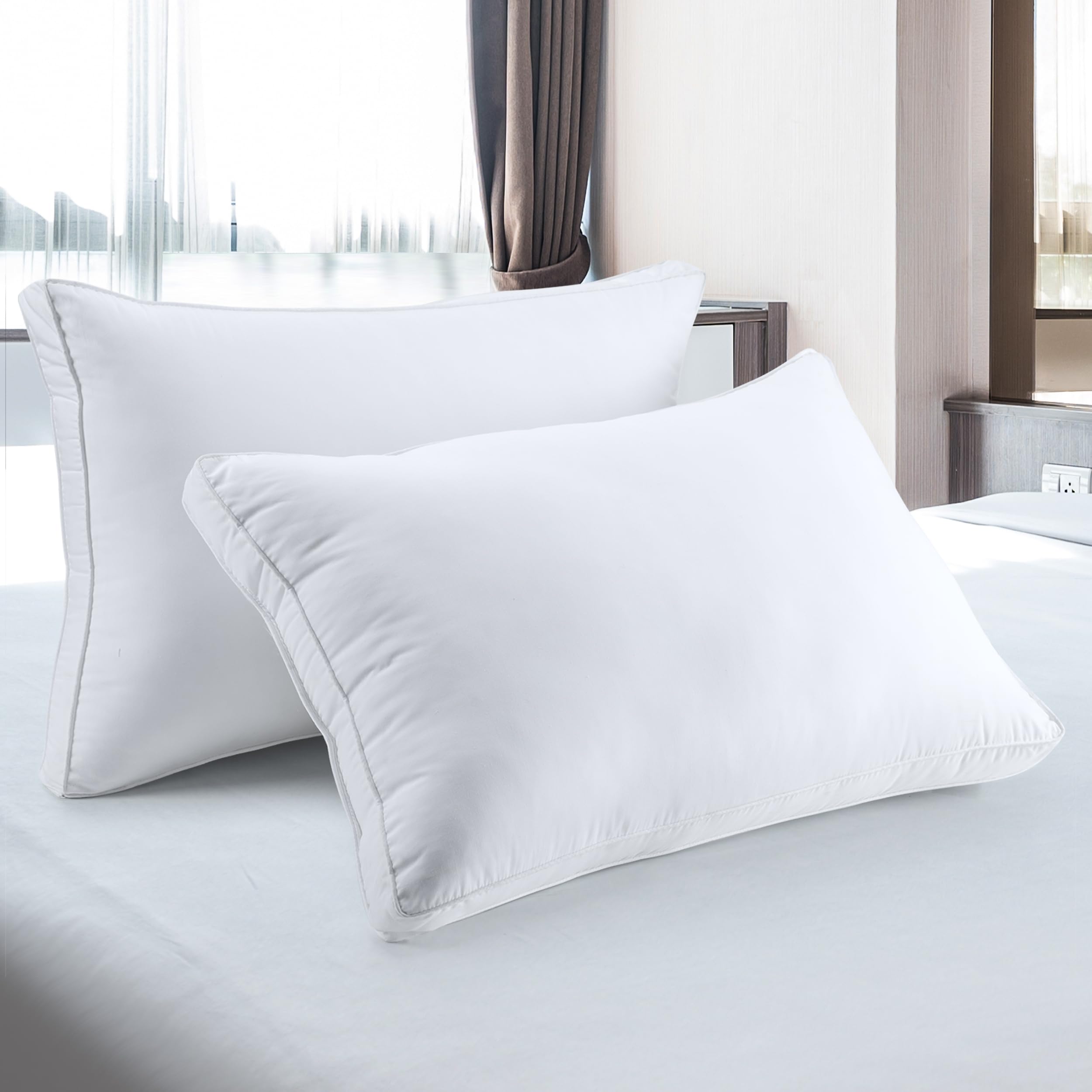 Utopia Bedding Almohadas de Cama para Dormir tamaño Queen (Blanco), Juego de 2, Calidad de Hotel refrescante, Almohada Reforzada para Dormir Boca Arriba, Boca Abajo o de Lado