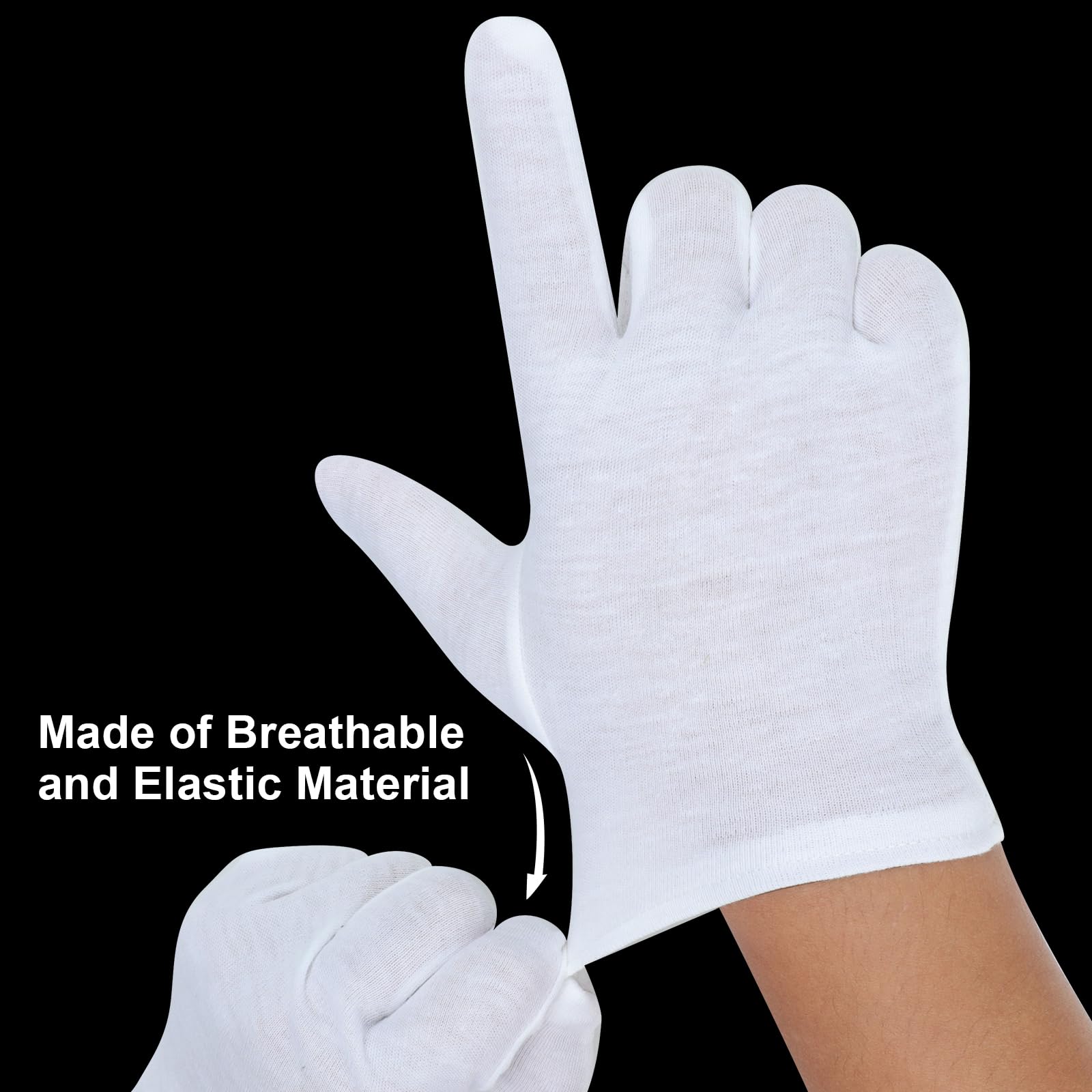 Senkary Lot de 10 paires de gants en coton blanc pour homme et femme, gants de travail en tissu pour la manipulation artistique, la photographie, la photographie, l'inspection de bijoux en pièces de