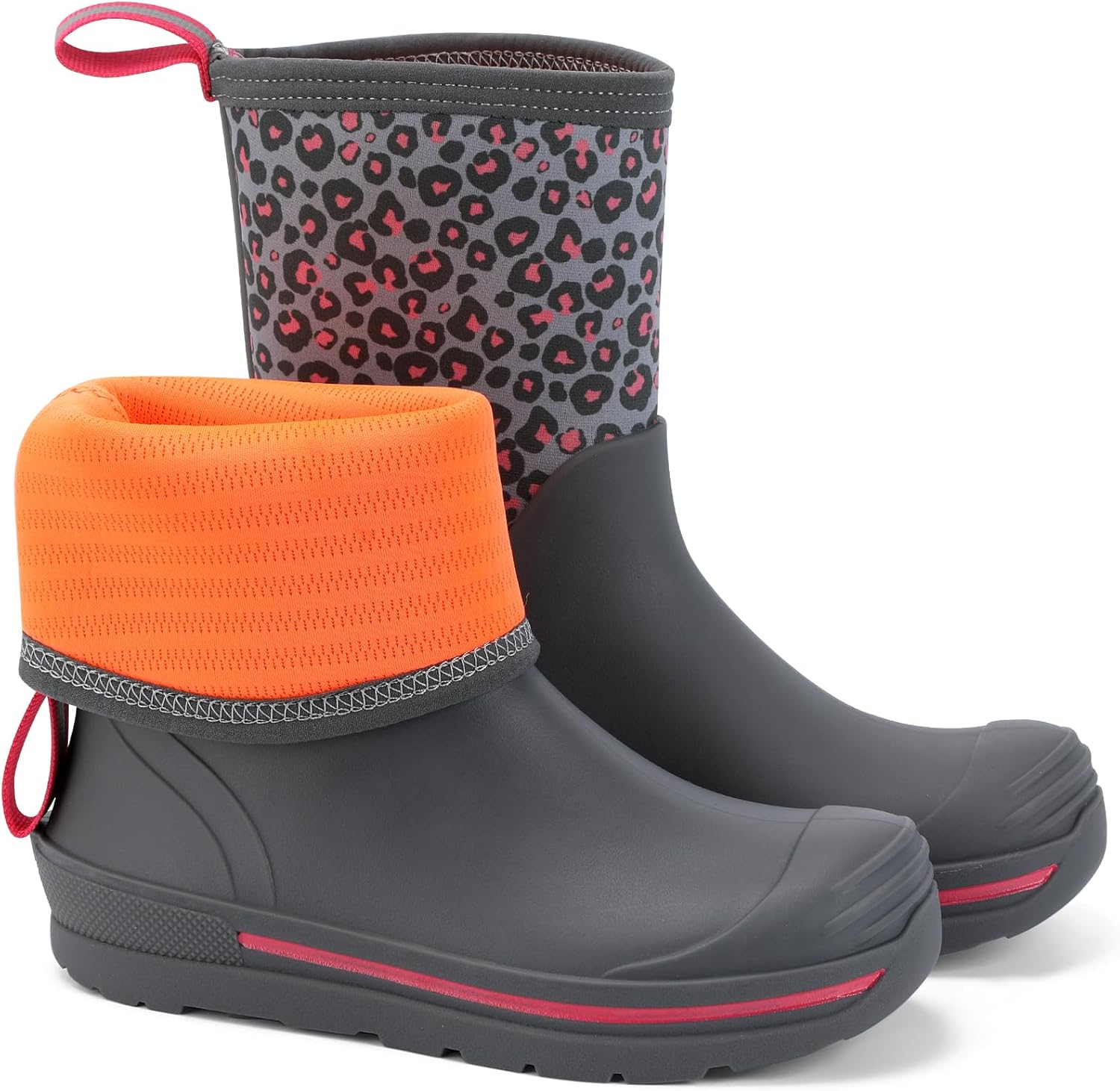 Showave Kid's Rain Boots Waterproof Rubber Mud Boot Boys Girls Insulated Durable Neoprene Outdoor Boots All Seasons