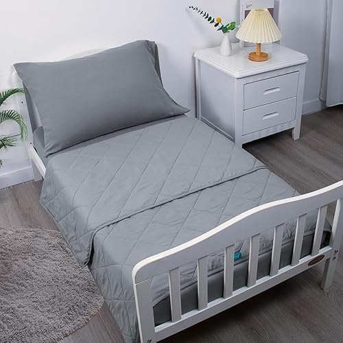 Miniatura 2 de Biloban Juego de ropa de cama infantil de 4 piezas, ultra suave y transpirable, incluye edredón acolchado, sábana bajera, sábana encimera y funda de