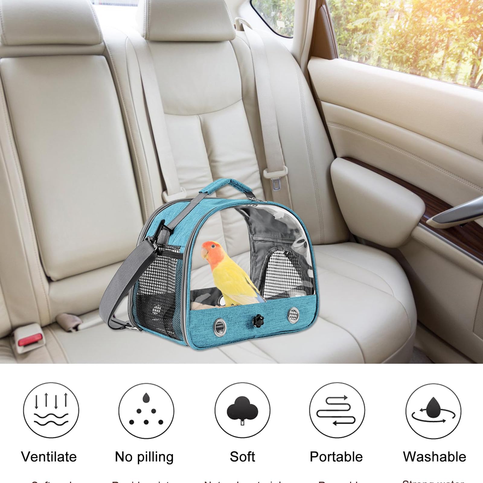 Bolsa De Pájaros Con Barra De Pie Y Bandeja De Acero Inoxidable, Mochila Para Pájaros, Jaula Portátil, Bolsa De Transporte Para Pájaros Pequeños