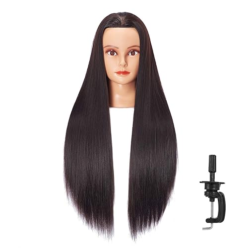 26-28'' Mannequin Head Synthetic Fiber Long Hair Styling Training Head