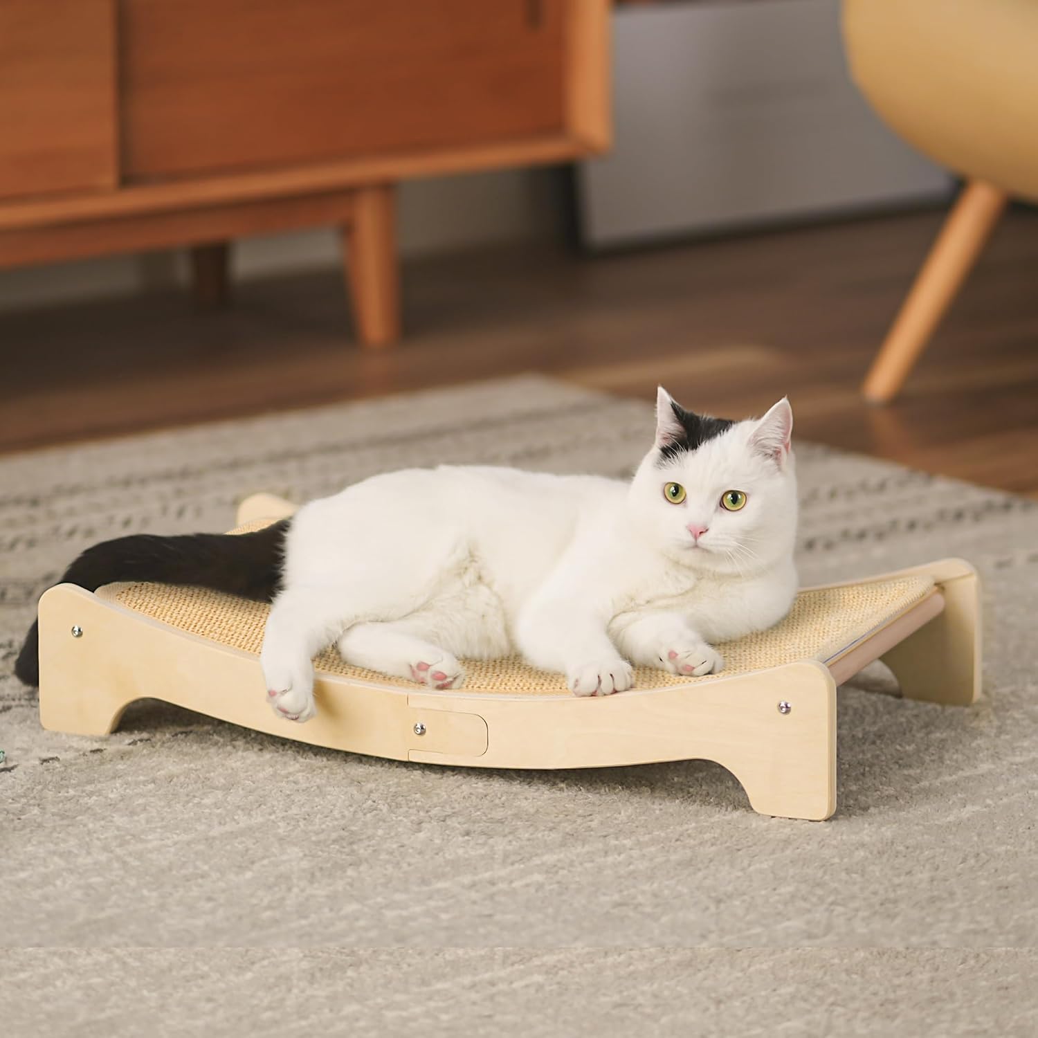 PETKARAY Sisal Scratch Board, Curved Cat Scratcher Bed for Indoor Cats